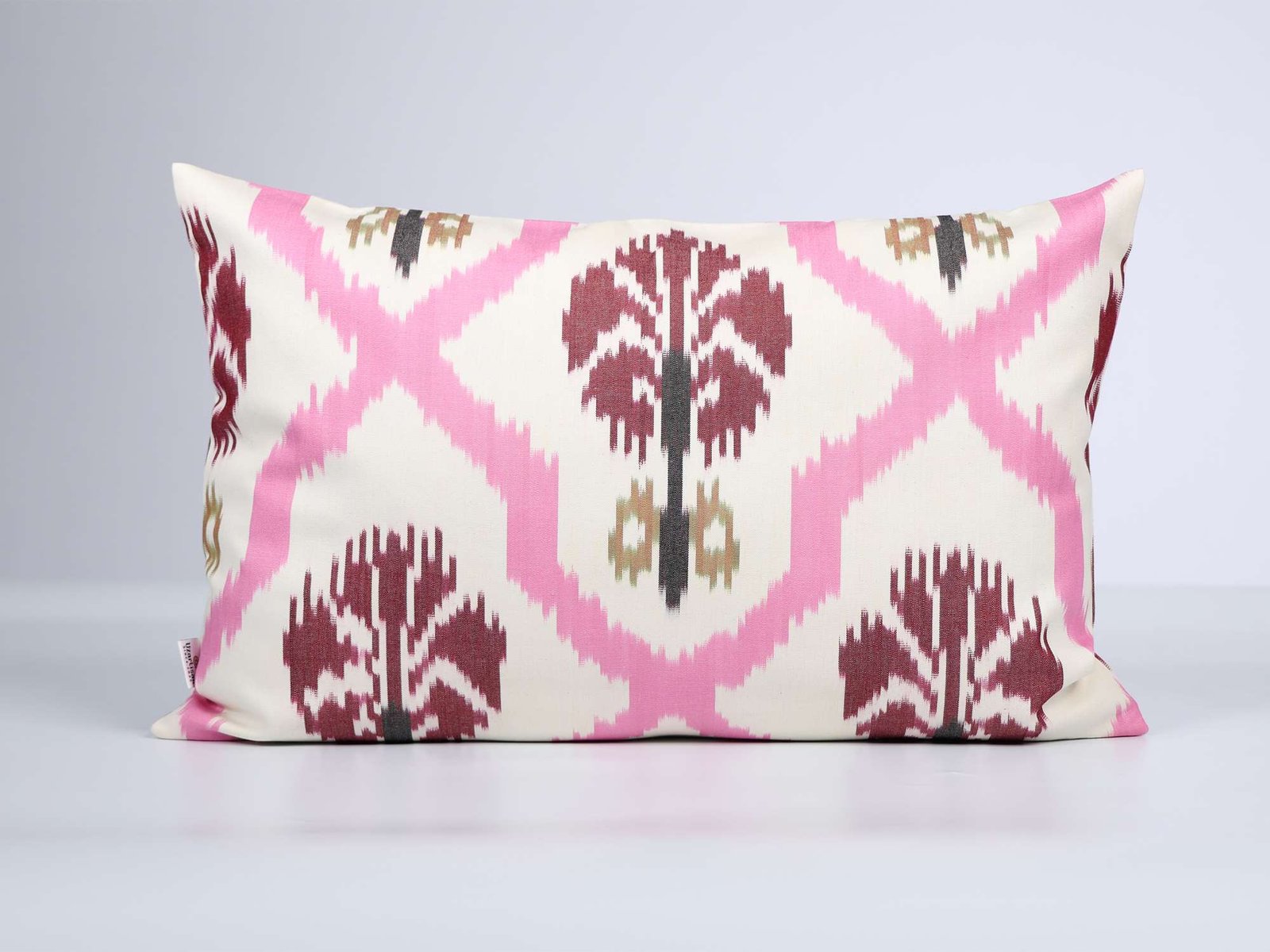Pink Burgundy Ikat Pillow Cover - Image 2