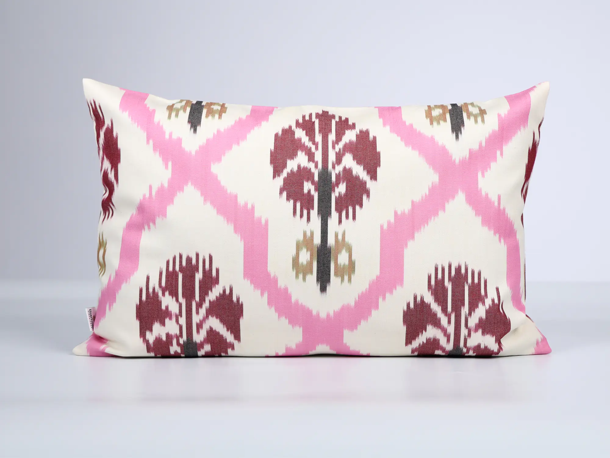 Pink Burgundy Ikat Pillow Cover