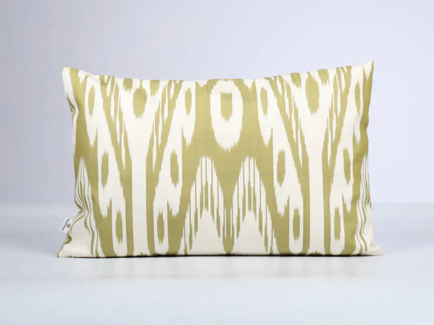 Olive Green Ikat Cushion Cover