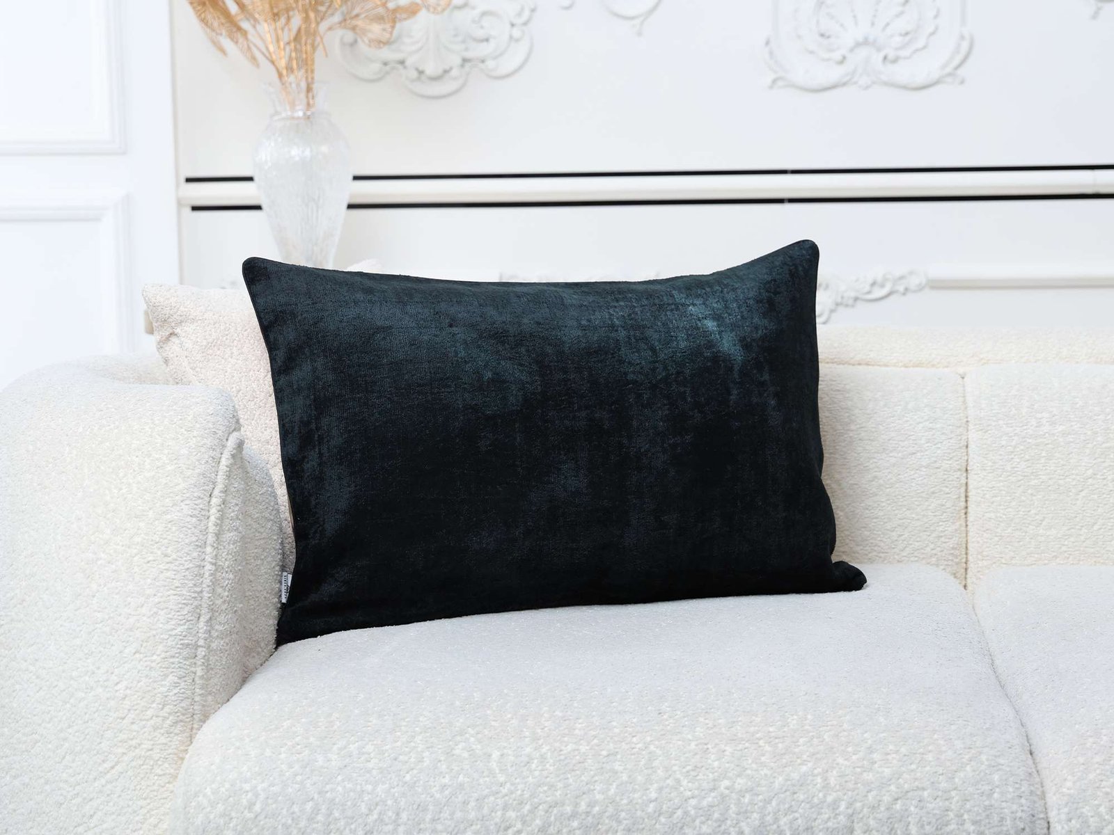 Black Silk Velvet Handwoven Pillow Cover