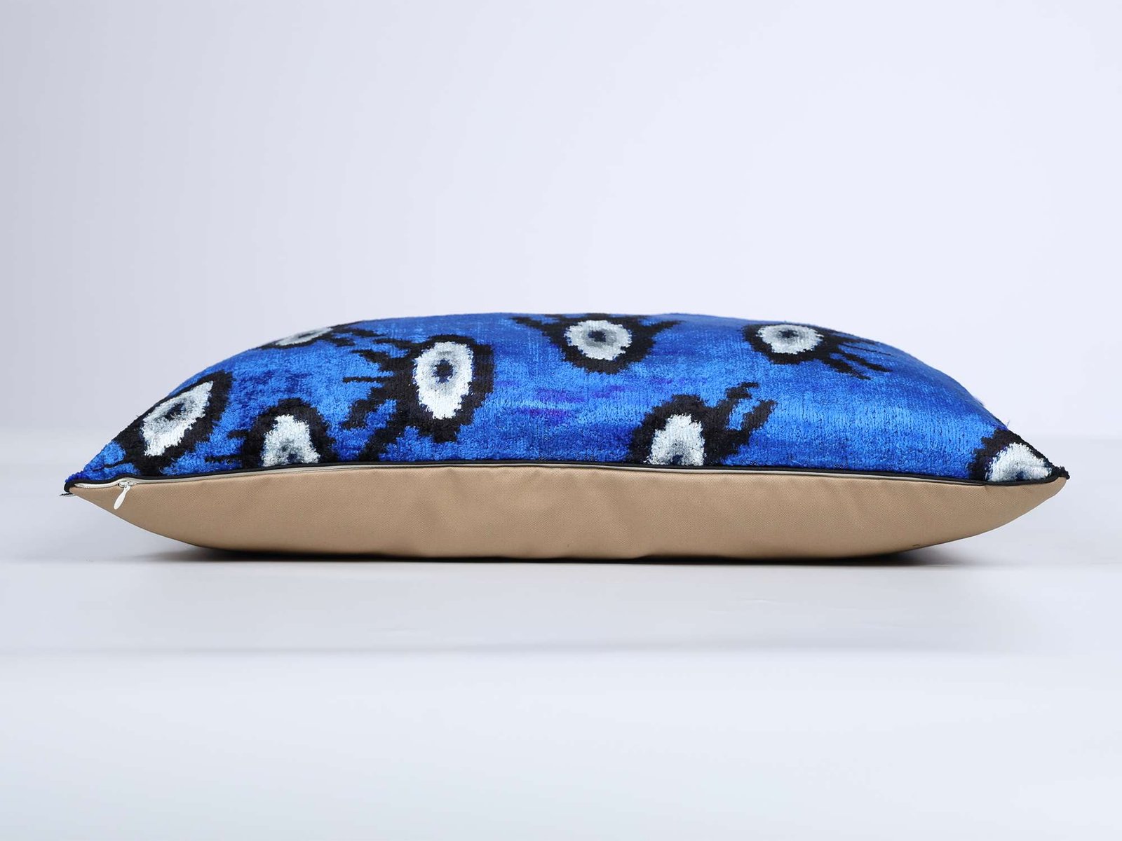 Evil Eye Handwoven Silk Velvet Ikat Lumbar Pillow Cover