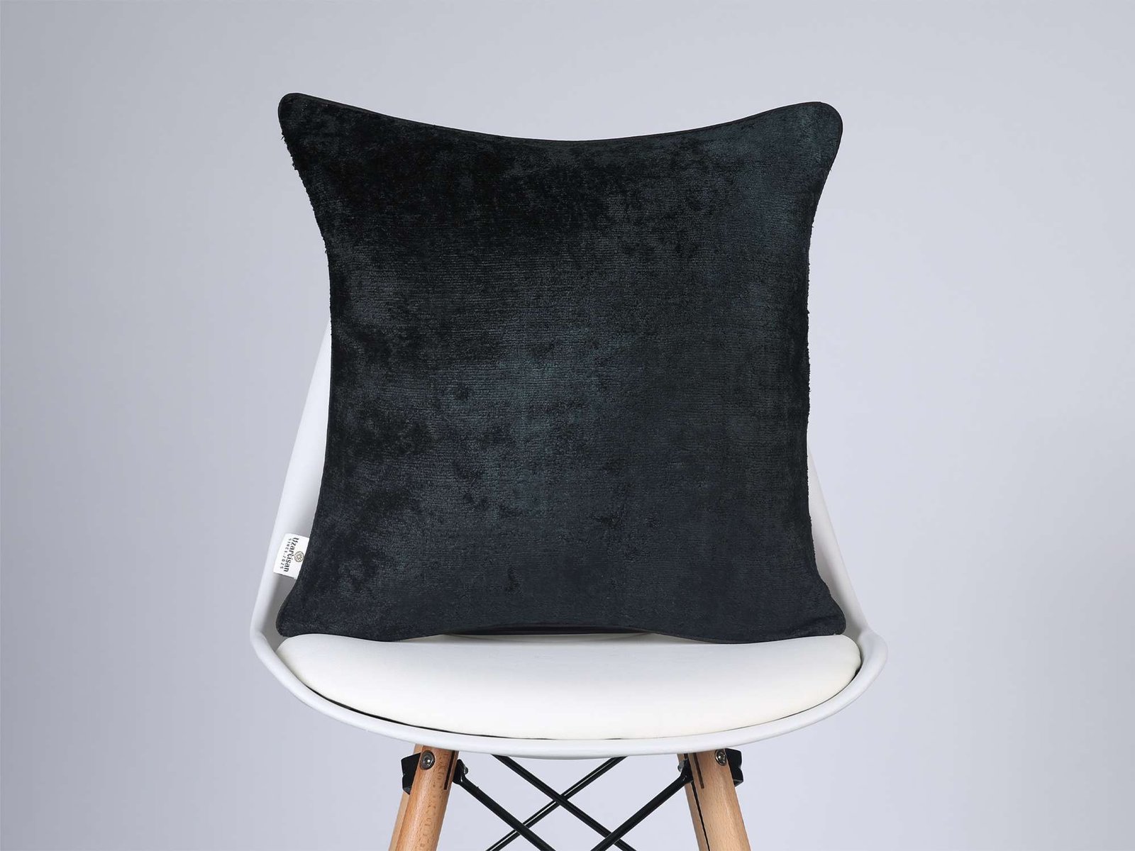 Black Silk Velvet Handwoven Pillow Cover