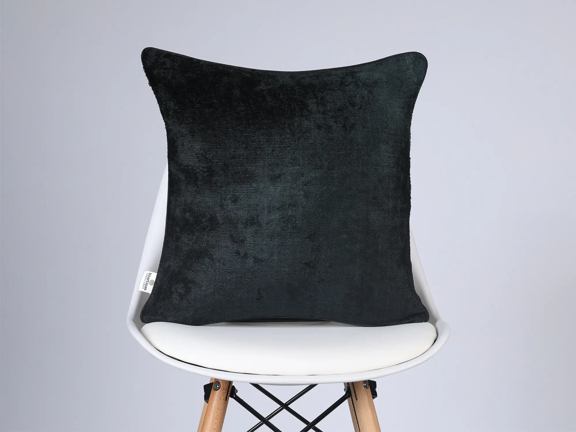 Black Silk Velvet Handwoven Pillow Cover