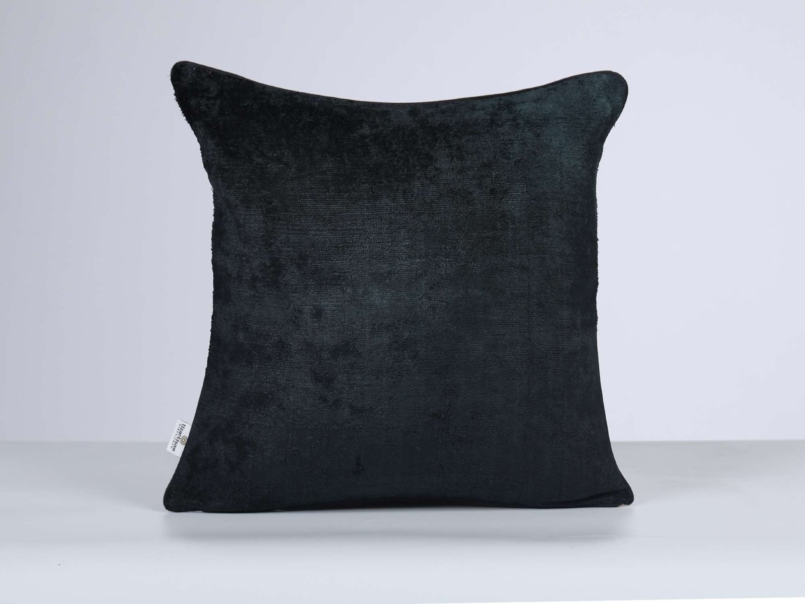 Black Silk Velvet Handwoven Pillow Cover
