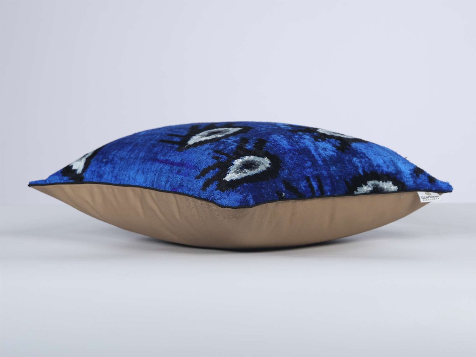 Evil Eye Handwoven Silk Velvet Ikat Lumbar Pillow Cover