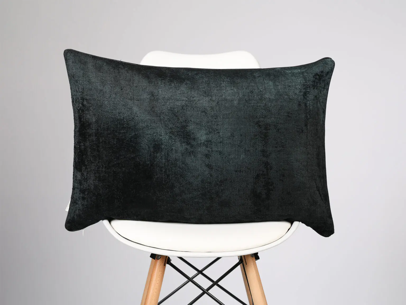 Black Silk Velvet Handwoven Pillow Cover