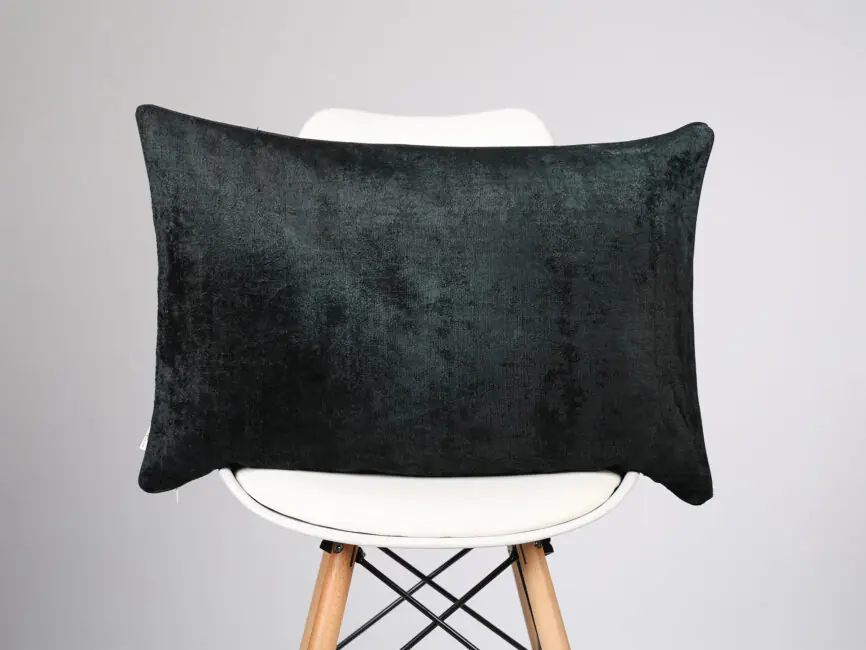 Black Silk Velvet Handwoven Pillow Cover