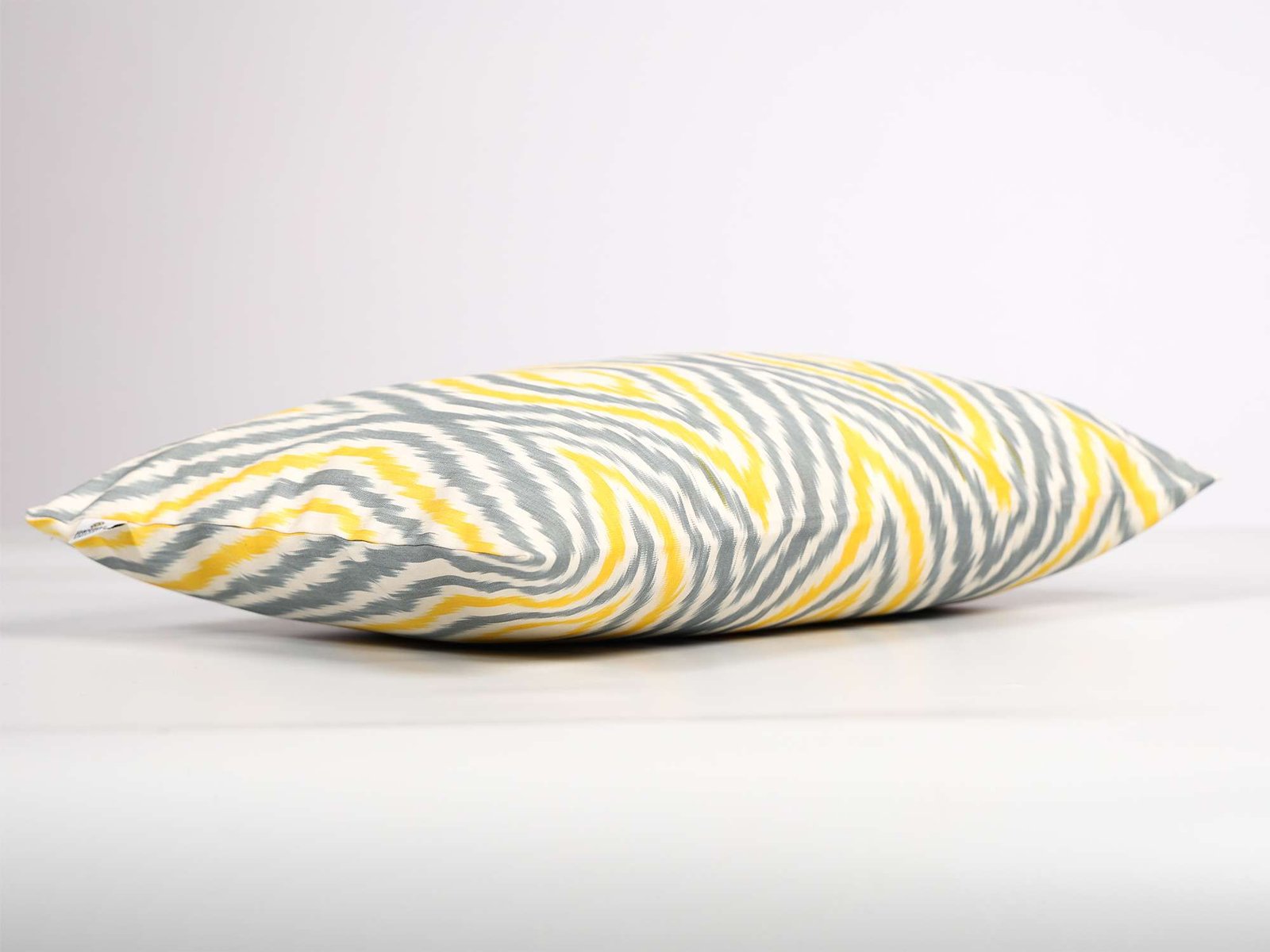 Yellow Gray Ikat Pillow Cover – Modern Decorative Cushion - Image 3