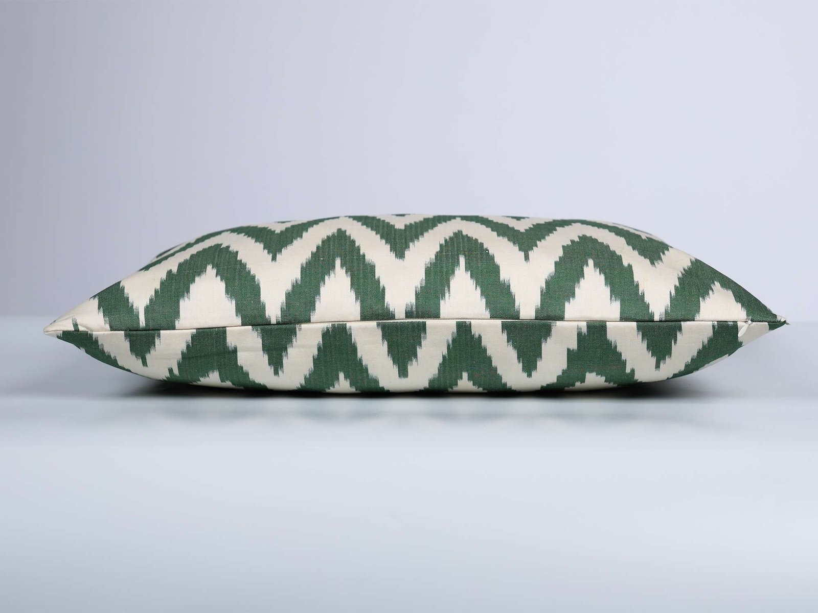Green Chevron Cotton Ikat Cushion - Image 4
