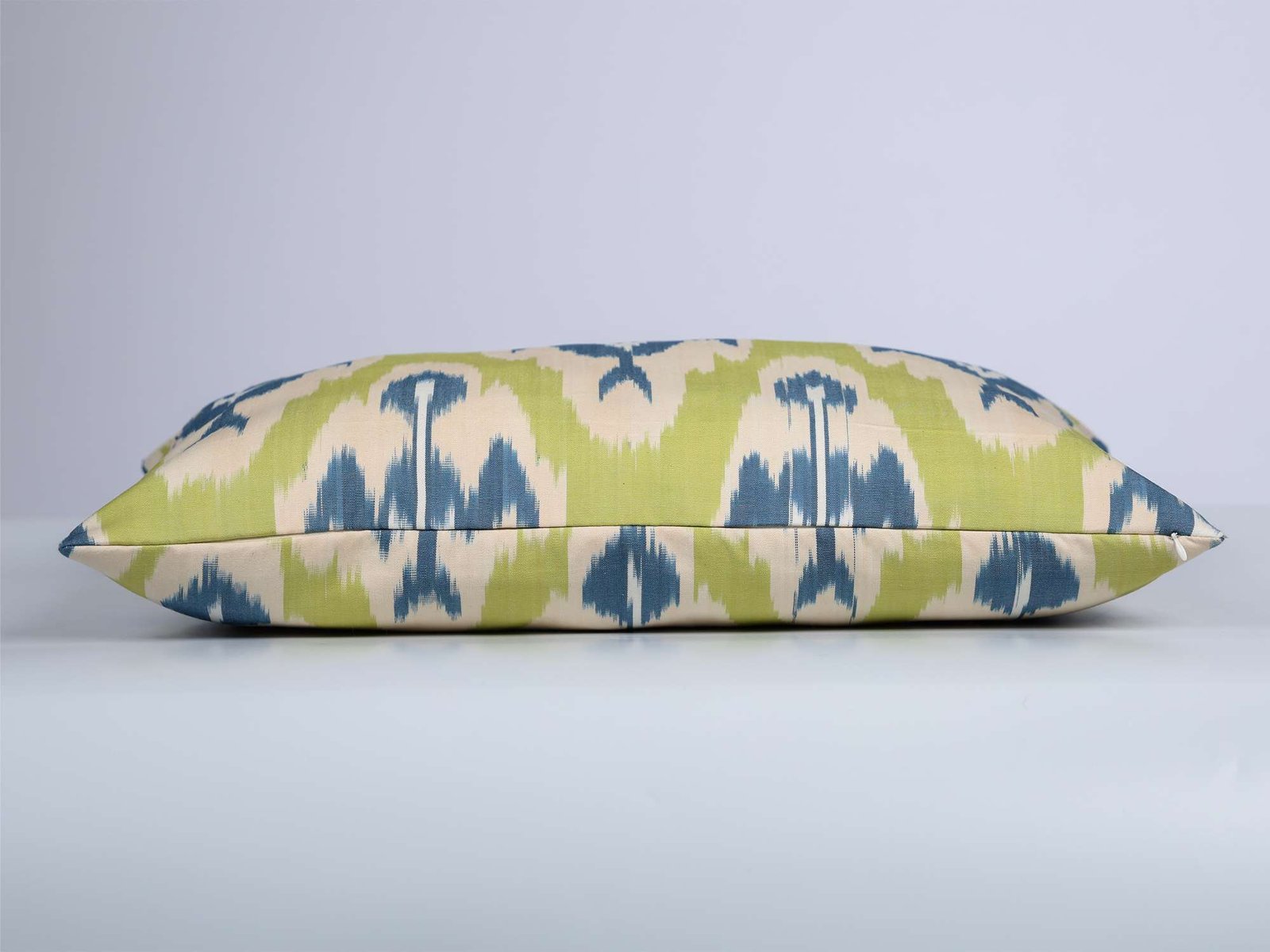 Lime Green and Blue Ikat Cushion Cover - Image 4