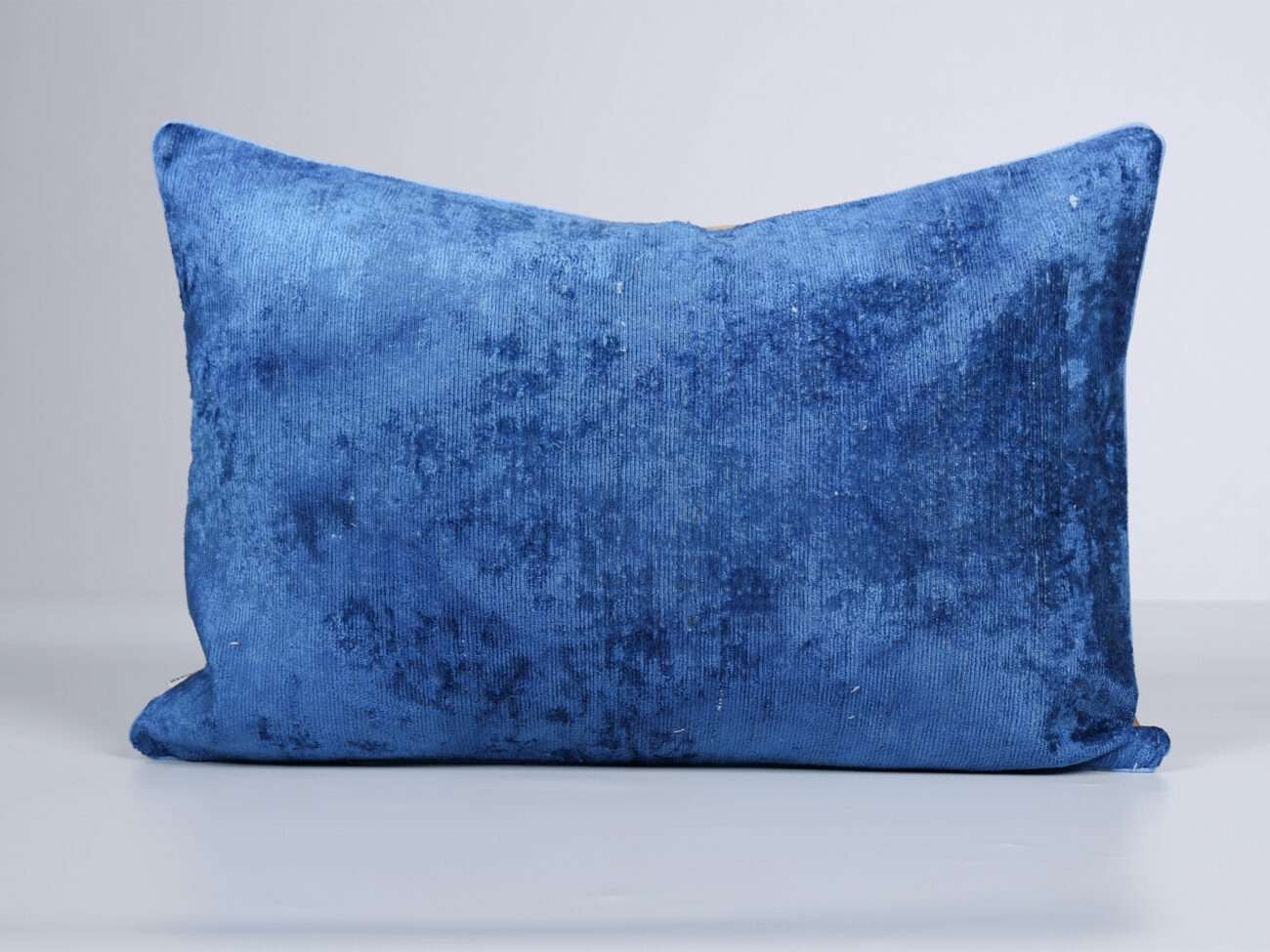 Blue Silk Velvet Handwoven Pillow Cover