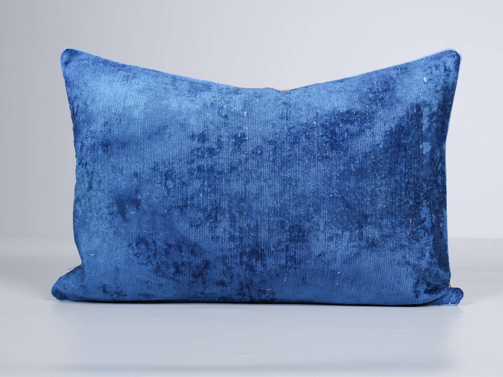 Blue Silk Velvet Handwoven Pillow Cover