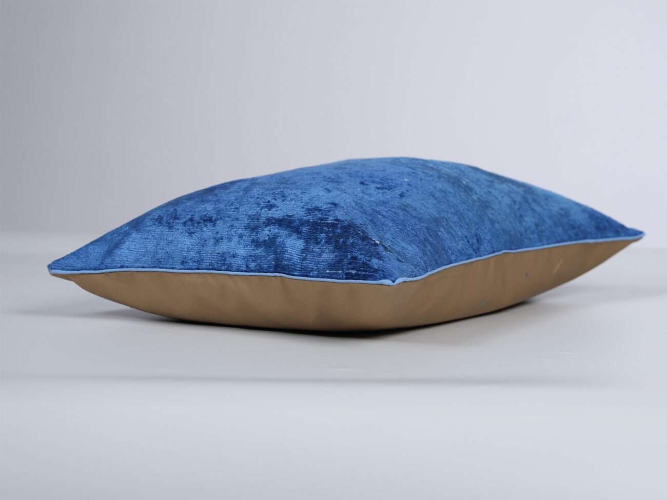 Blue Silk Velvet Handwoven Pillow Cover