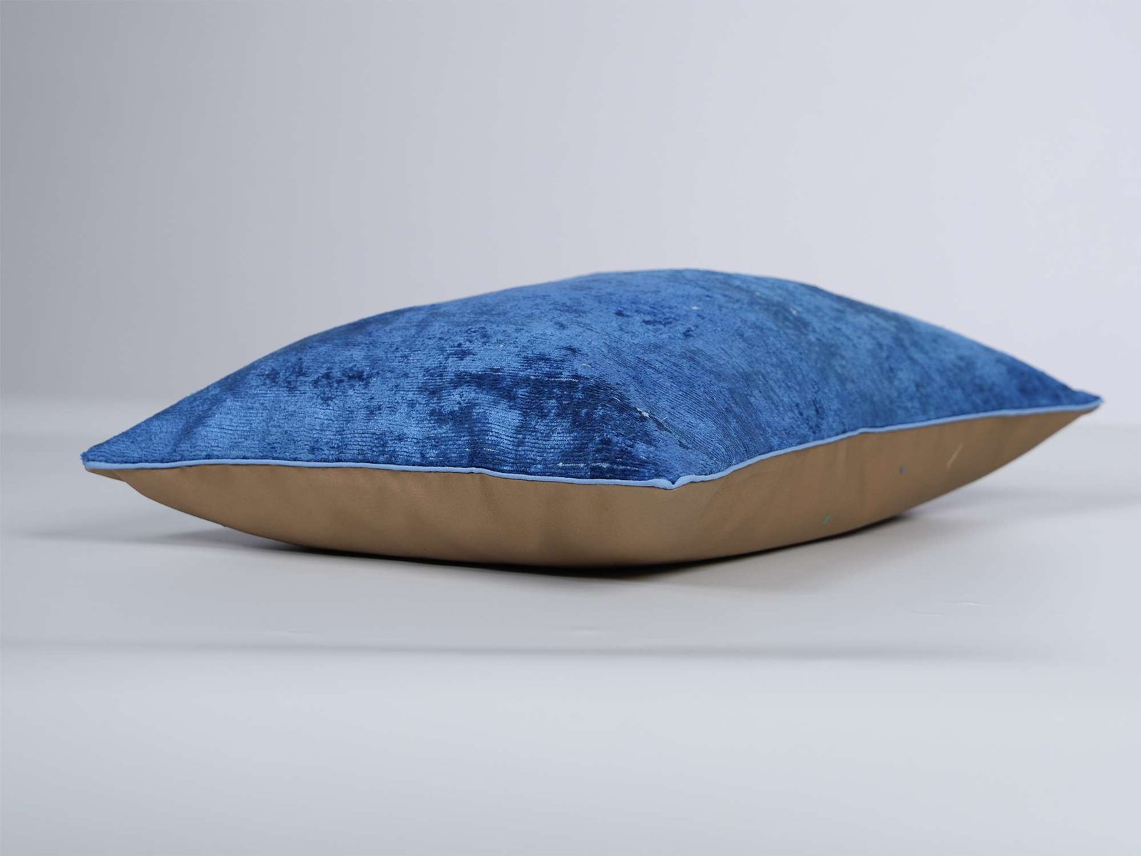 Blue Silk Velvet Handwoven Pillow Cover