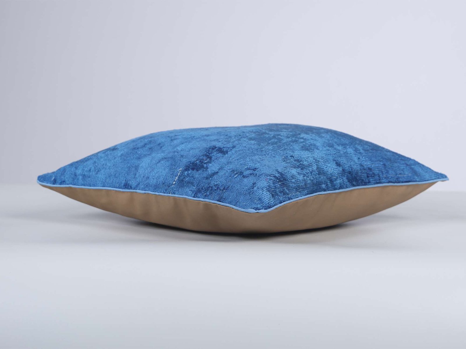 Blue Silk Velvet Handwoven Pillow Cover