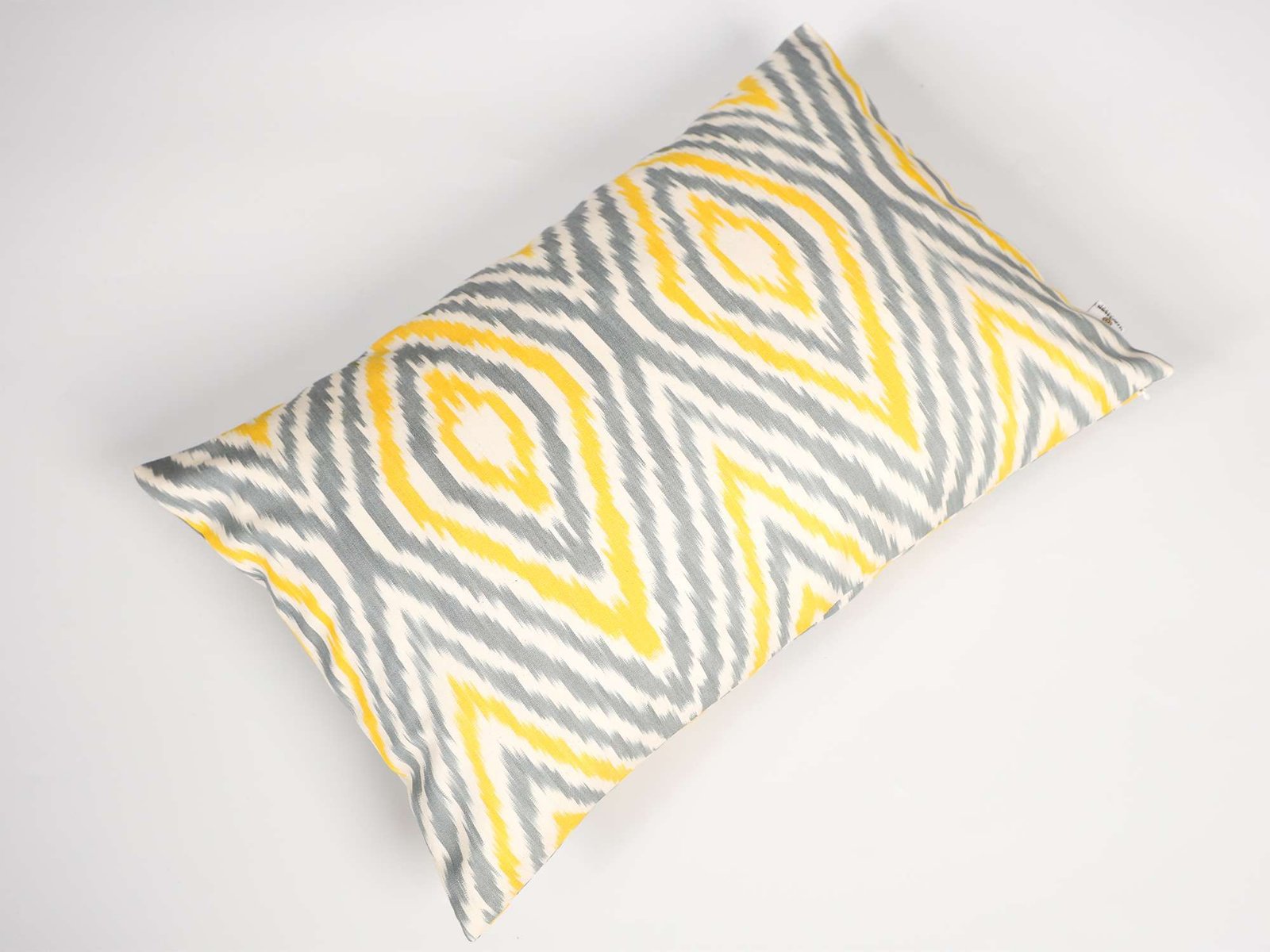 Yellow Gray Ikat Pillow Cover – Modern Decorative Cushion - Image 4