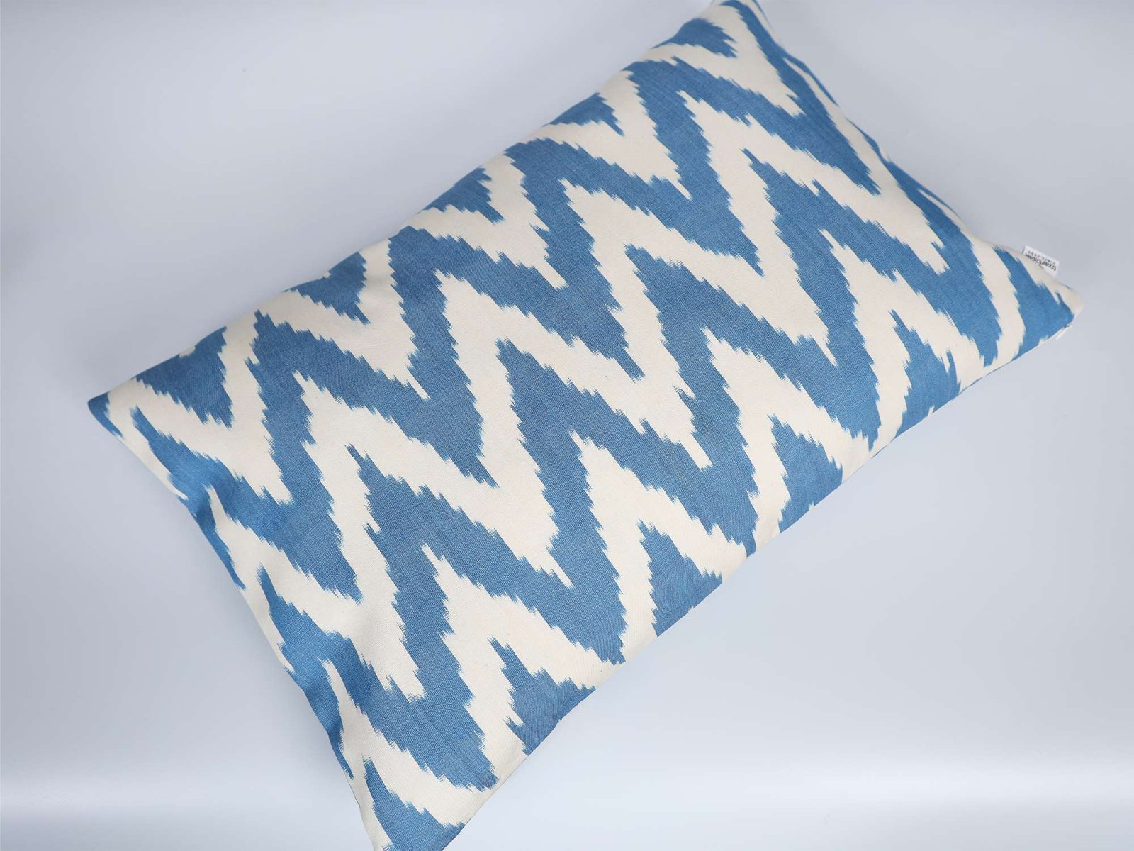 Blue Chevron Cotton Ikat Cushion - Image 5