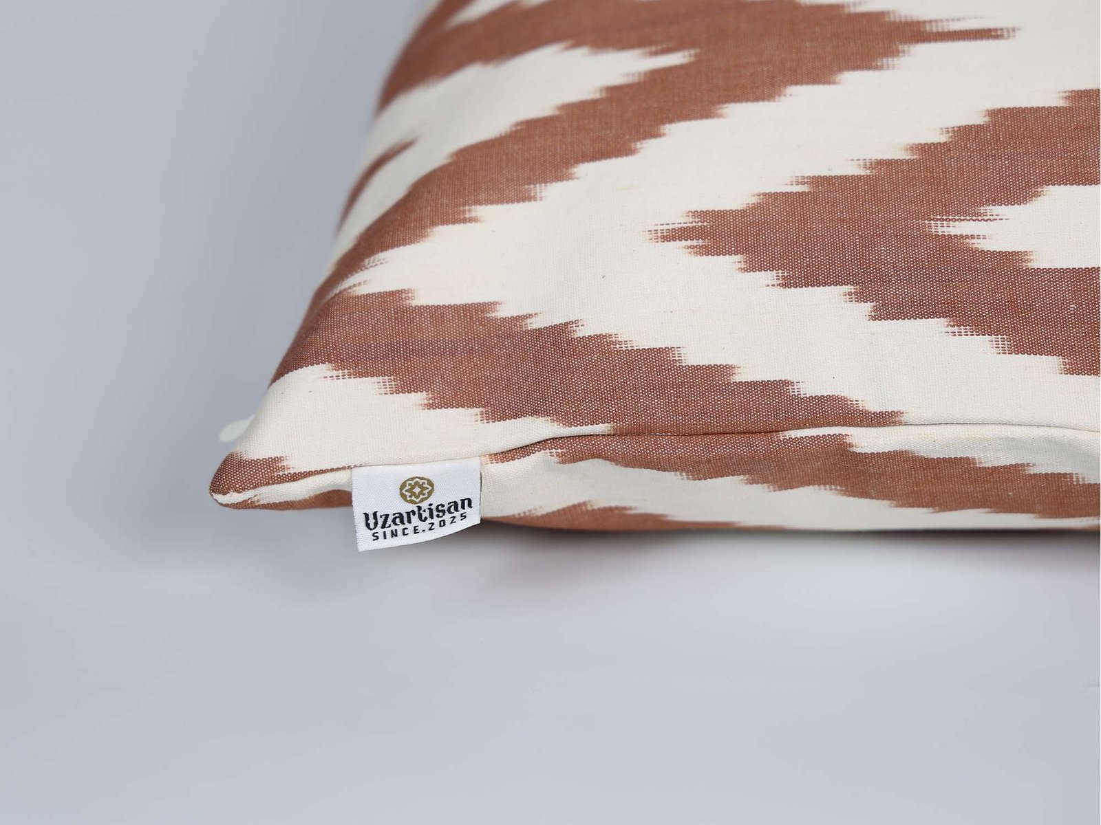 Brown Chevron Cotton Ikat Cushion Cover - Image 5