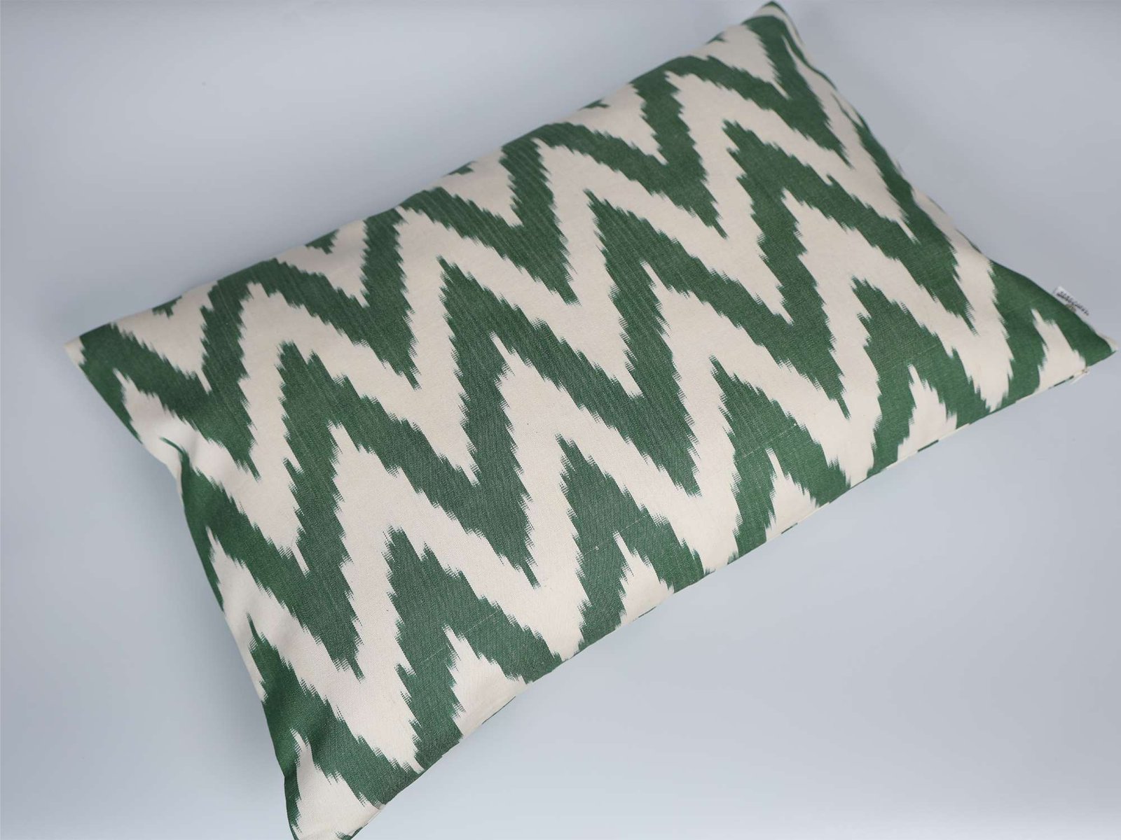 Green Chevron Cotton Ikat Cushion - Image 5
