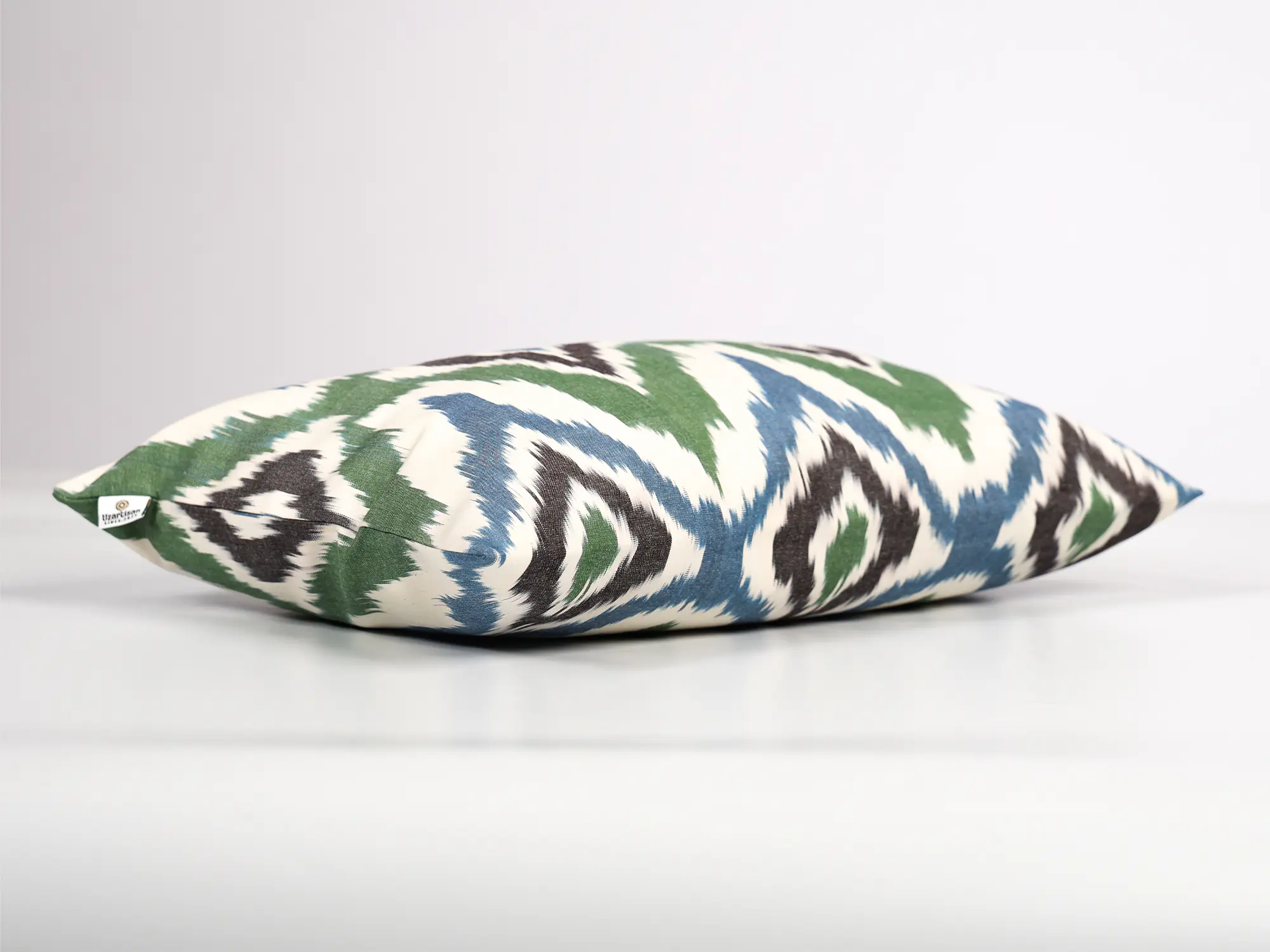 Green Blue Ikat Cushion Cover