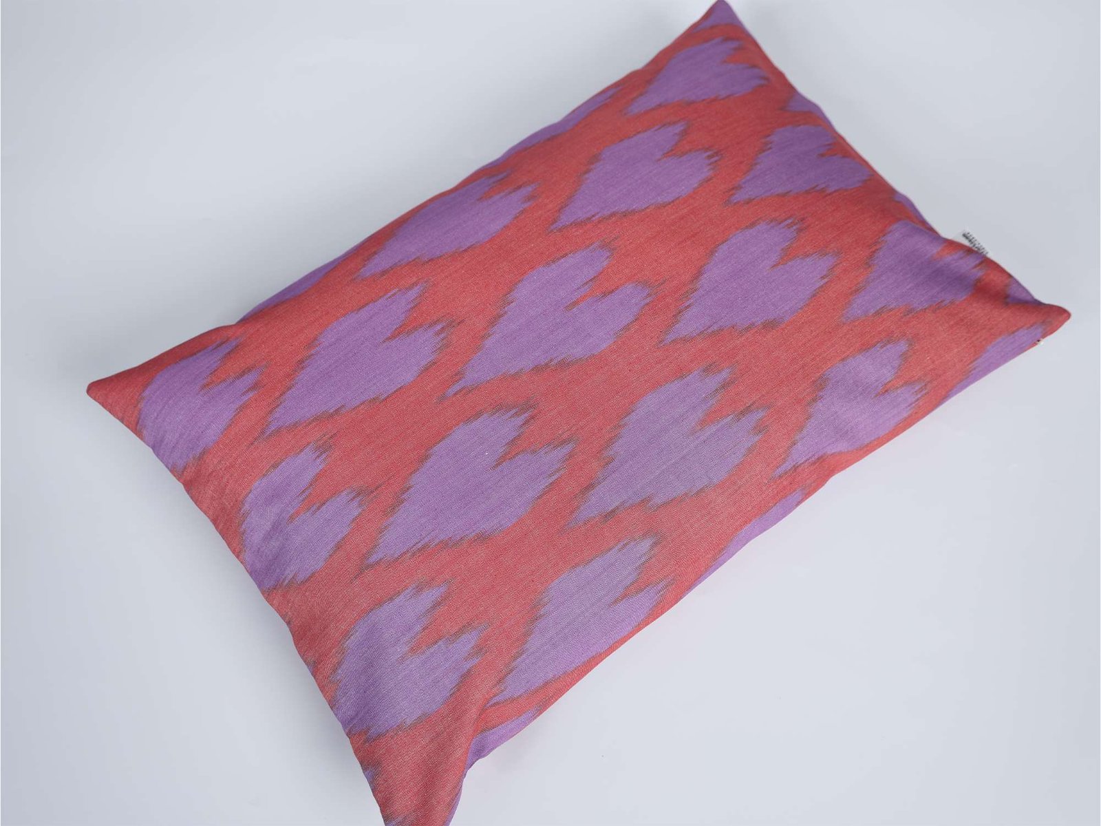 Coral Pink and Lavender Ikat Cushion Cover - Image 5