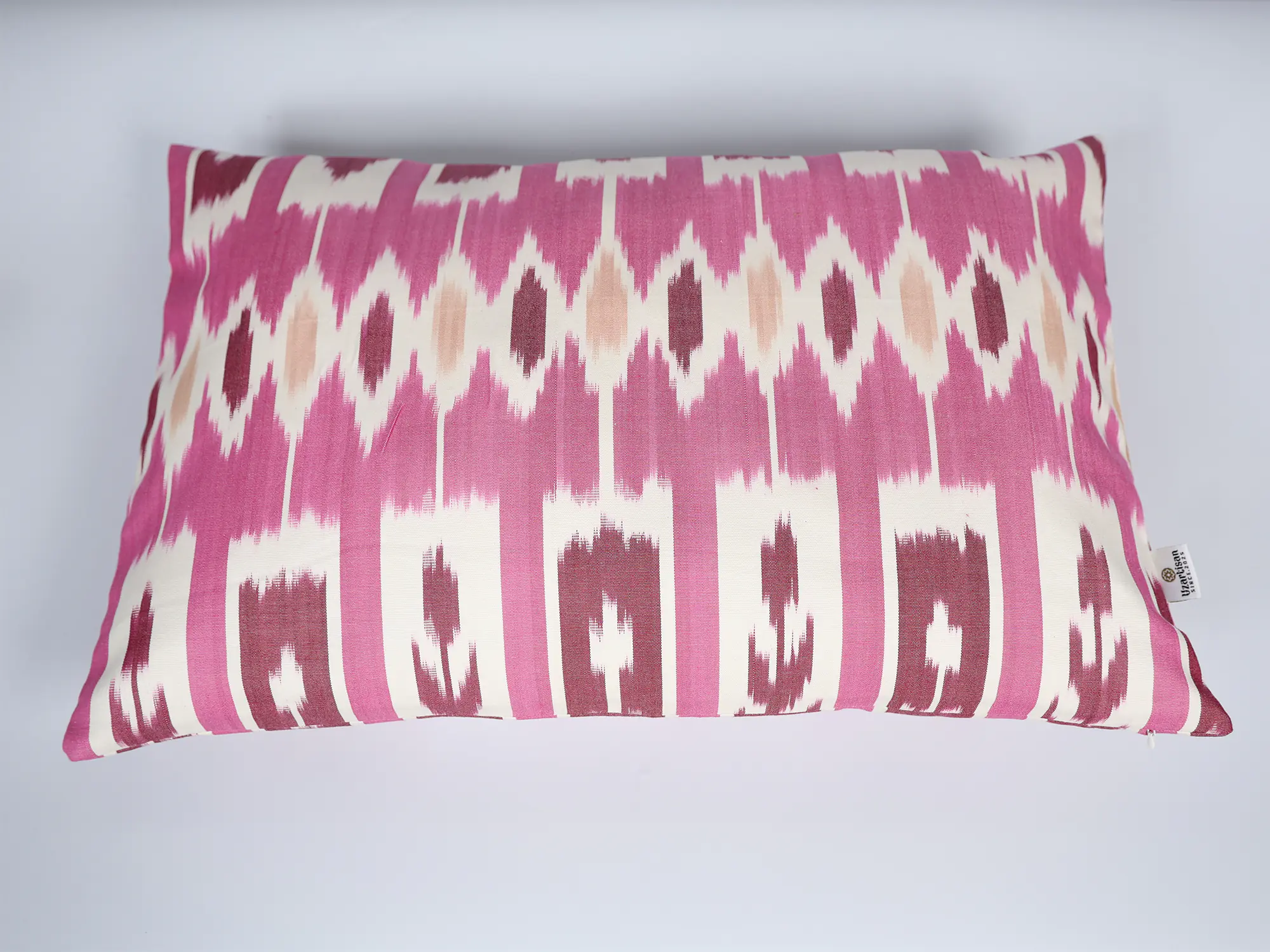 Pink Ikat Stripe Cushion Cover
