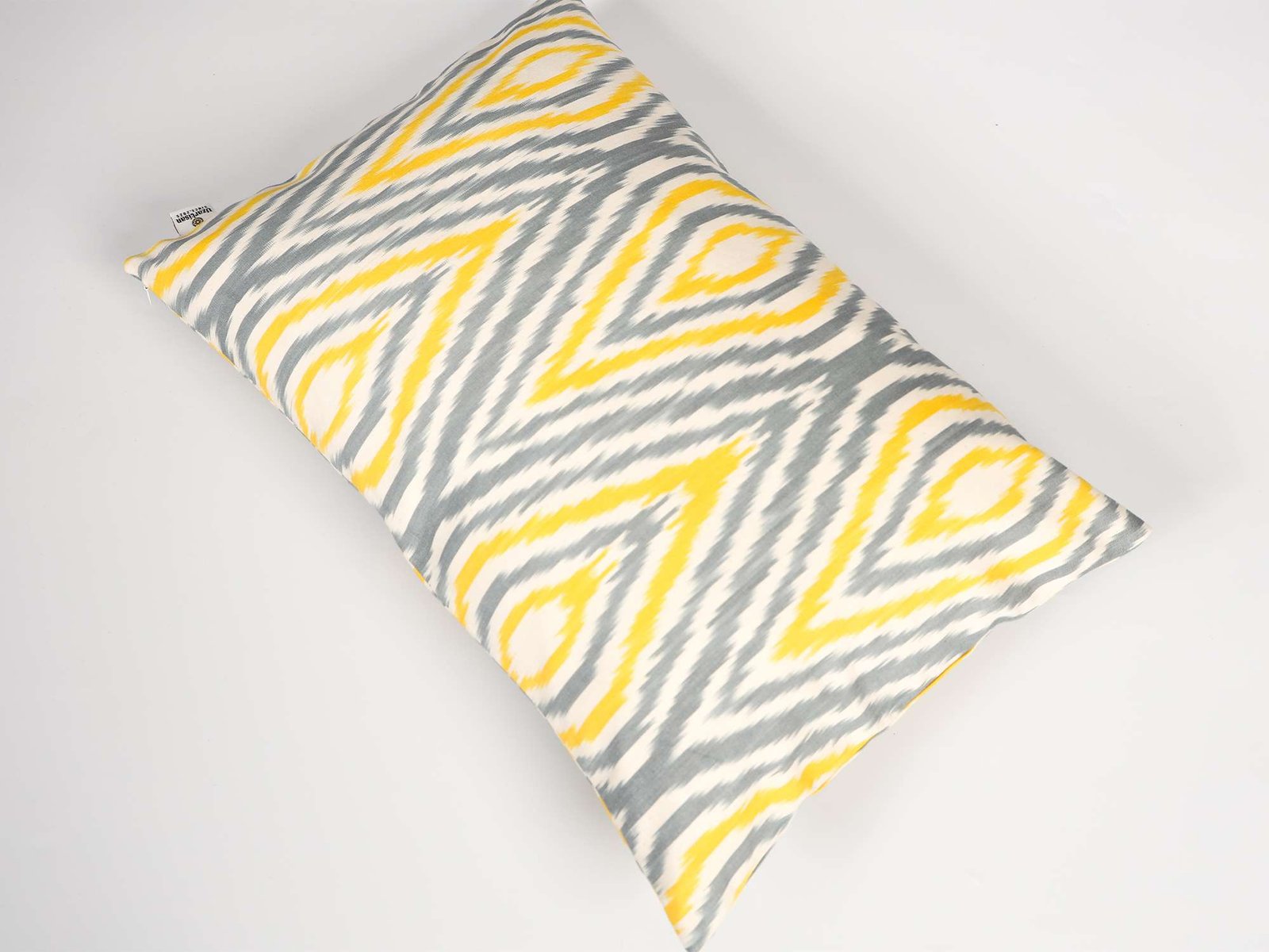 Yellow Gray Ikat Pillow Cover – Modern Decorative Cushion - Image 5