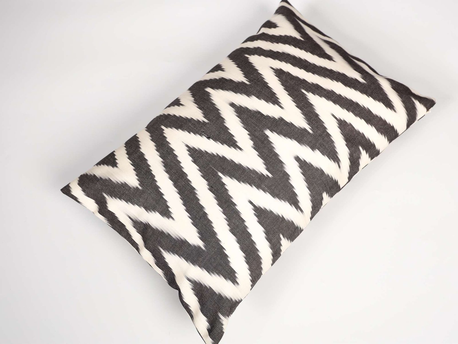 Black Chevron Cotton Ikat Cushion - Image 6