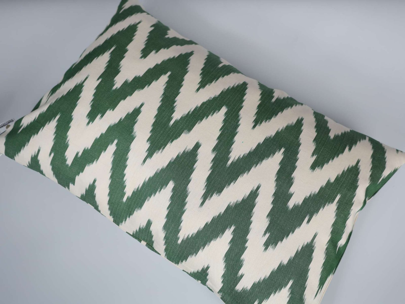Green Chevron Cotton Ikat Cushion - Image 6