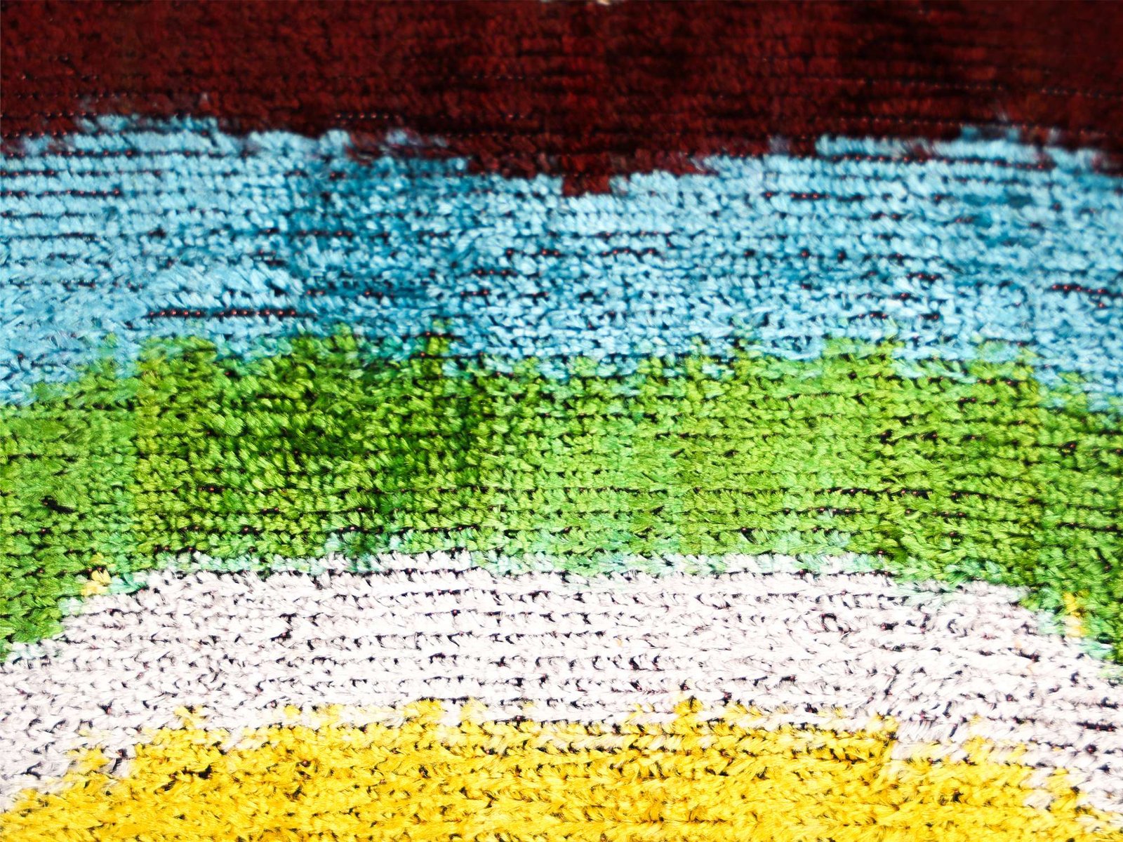 Multicolor Wave Handwoven Silk Velvet Ikat Pillow Cover - Image 5