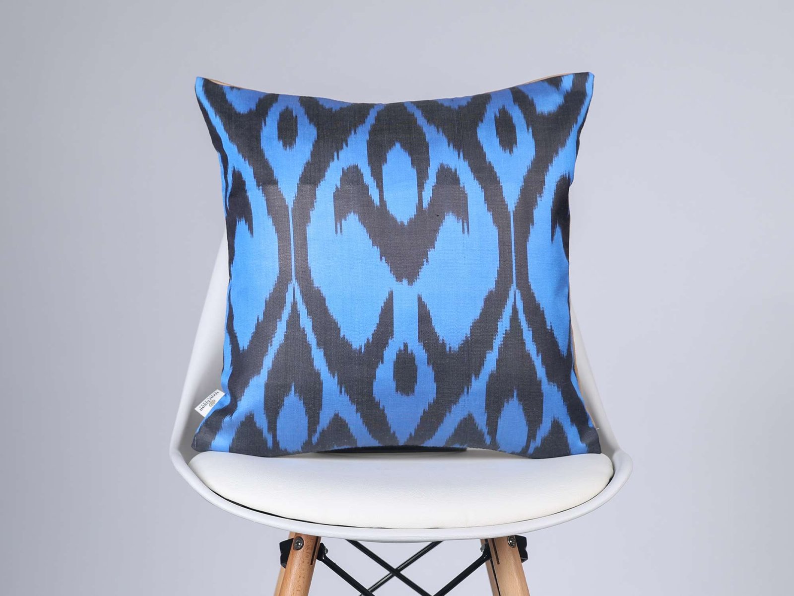 Blue Charcoal Ikat Pillow Cover - Image 6
