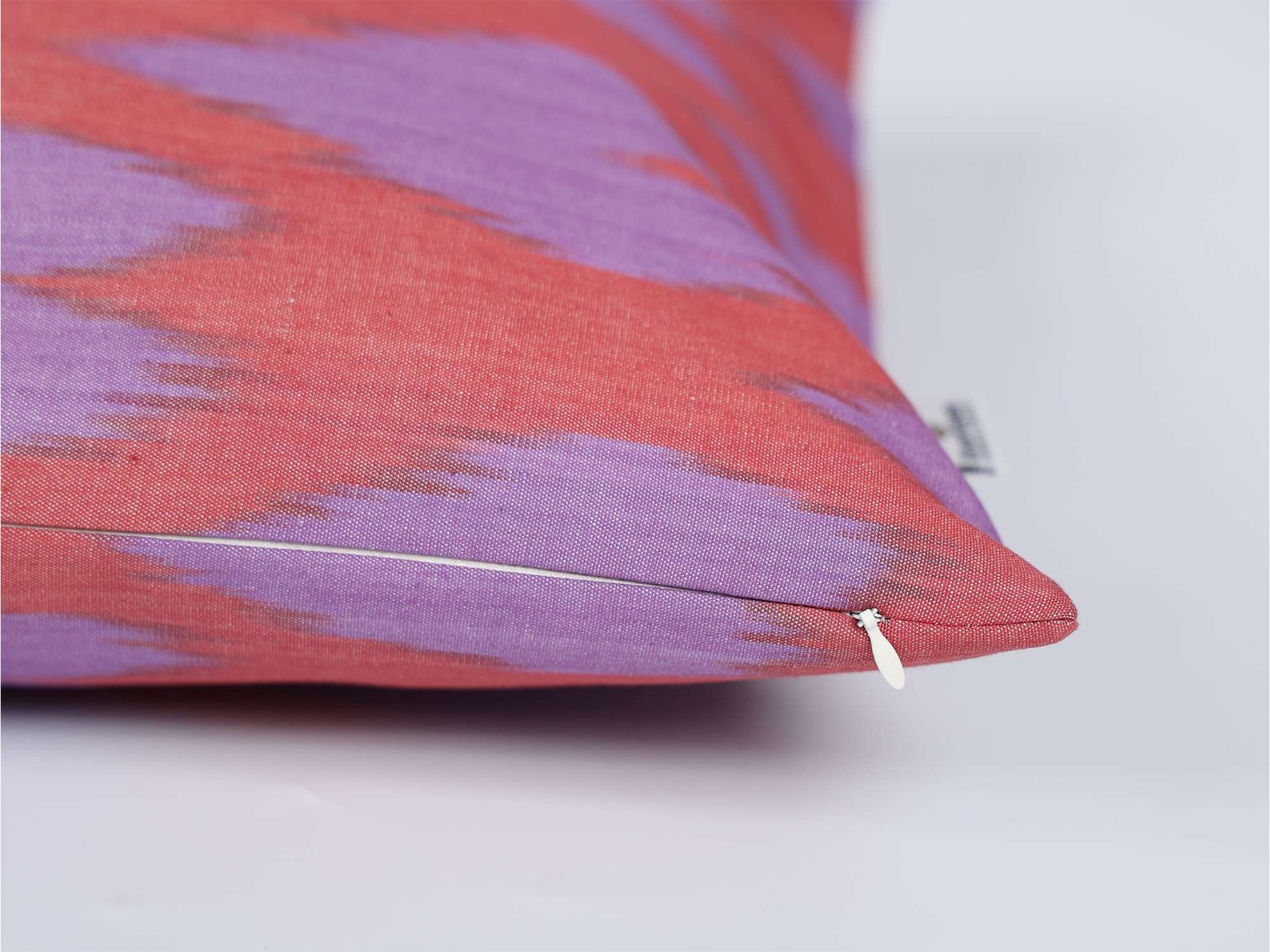 Coral Pink and Lavender Ikat Cushion Cover - Image 6