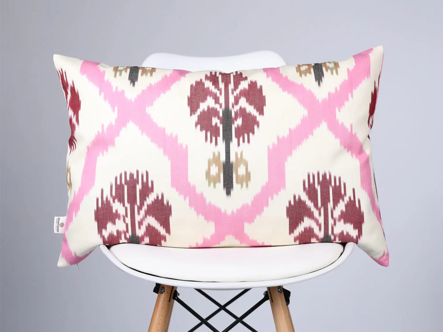 Pink Burgundy Ikat Pillow Cover