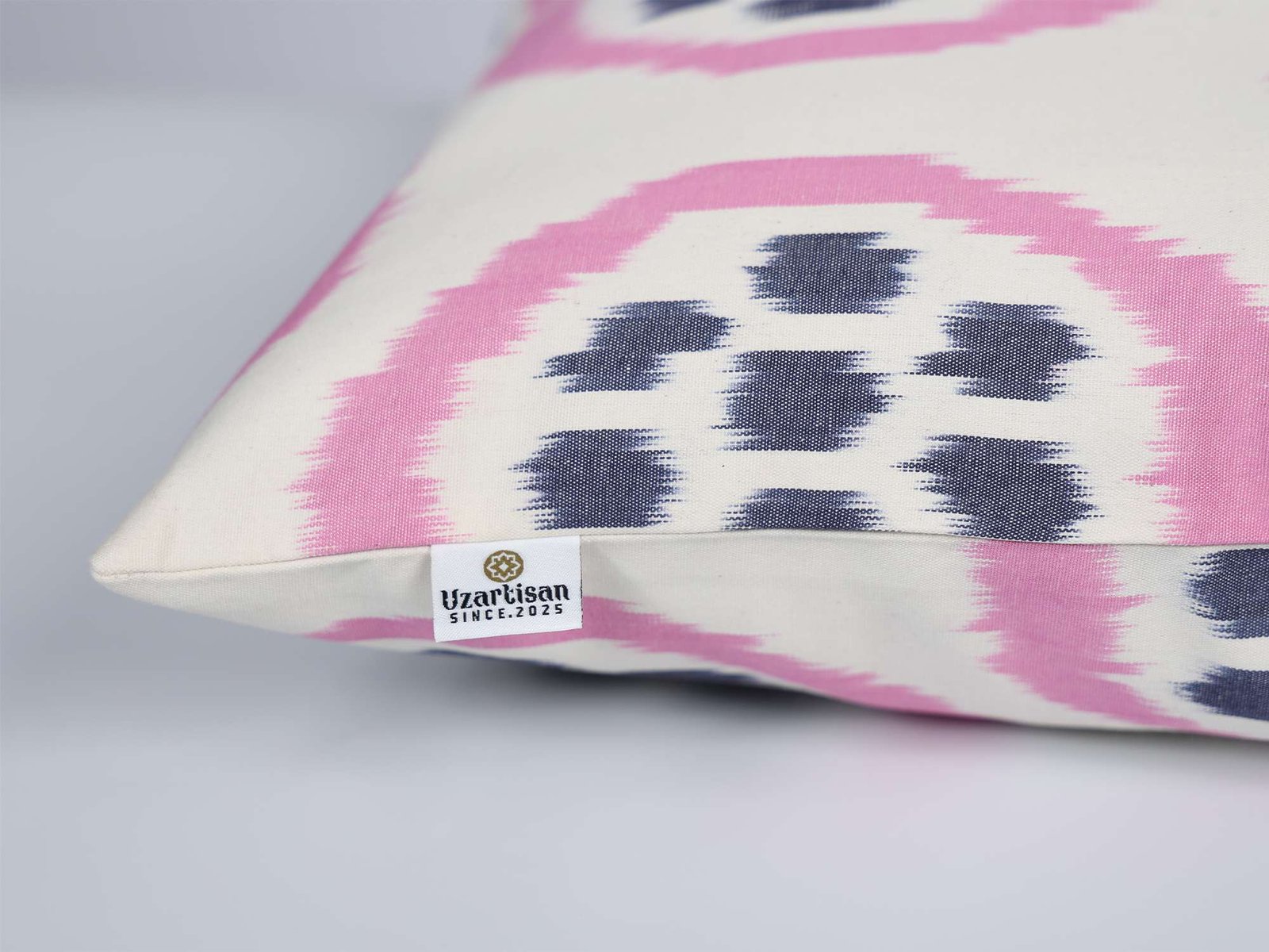 Elegant Pink Ikat Cushion Cover - Image 7