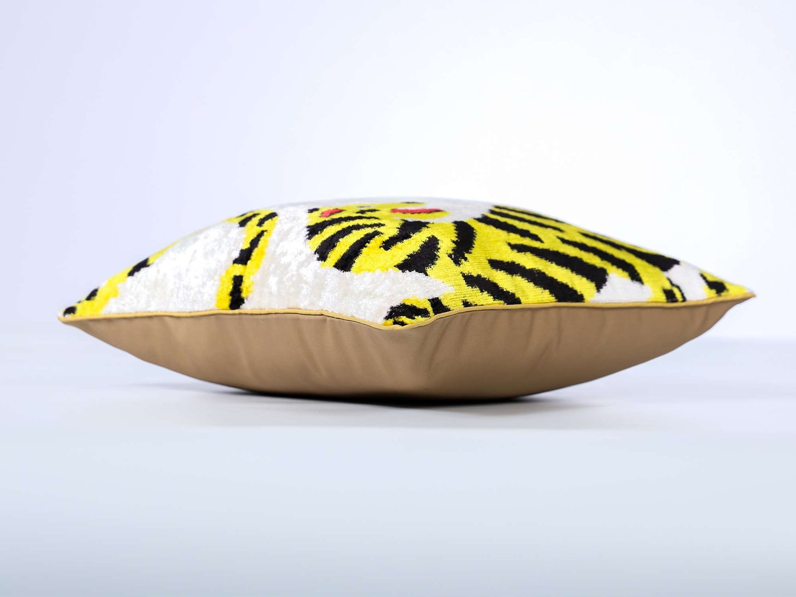 Yellow Tiger Handwoven Silk Velvet Lumbar Pillow Cover - Image 8