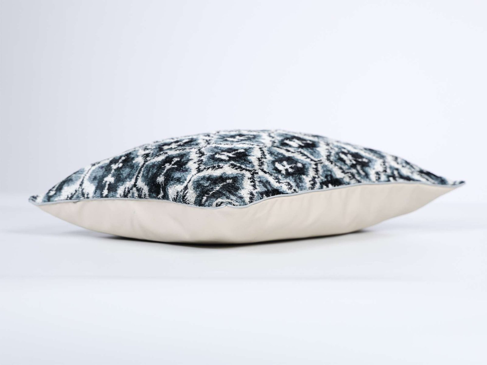 Grey Handwoven Silk Velvet Ikat Pillow Cover