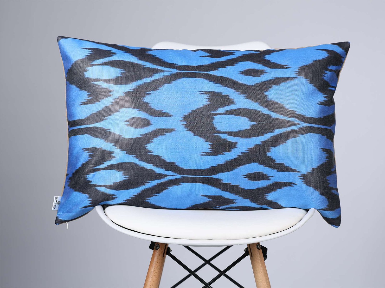 Blue Charcoal Ikat Pillow Cover