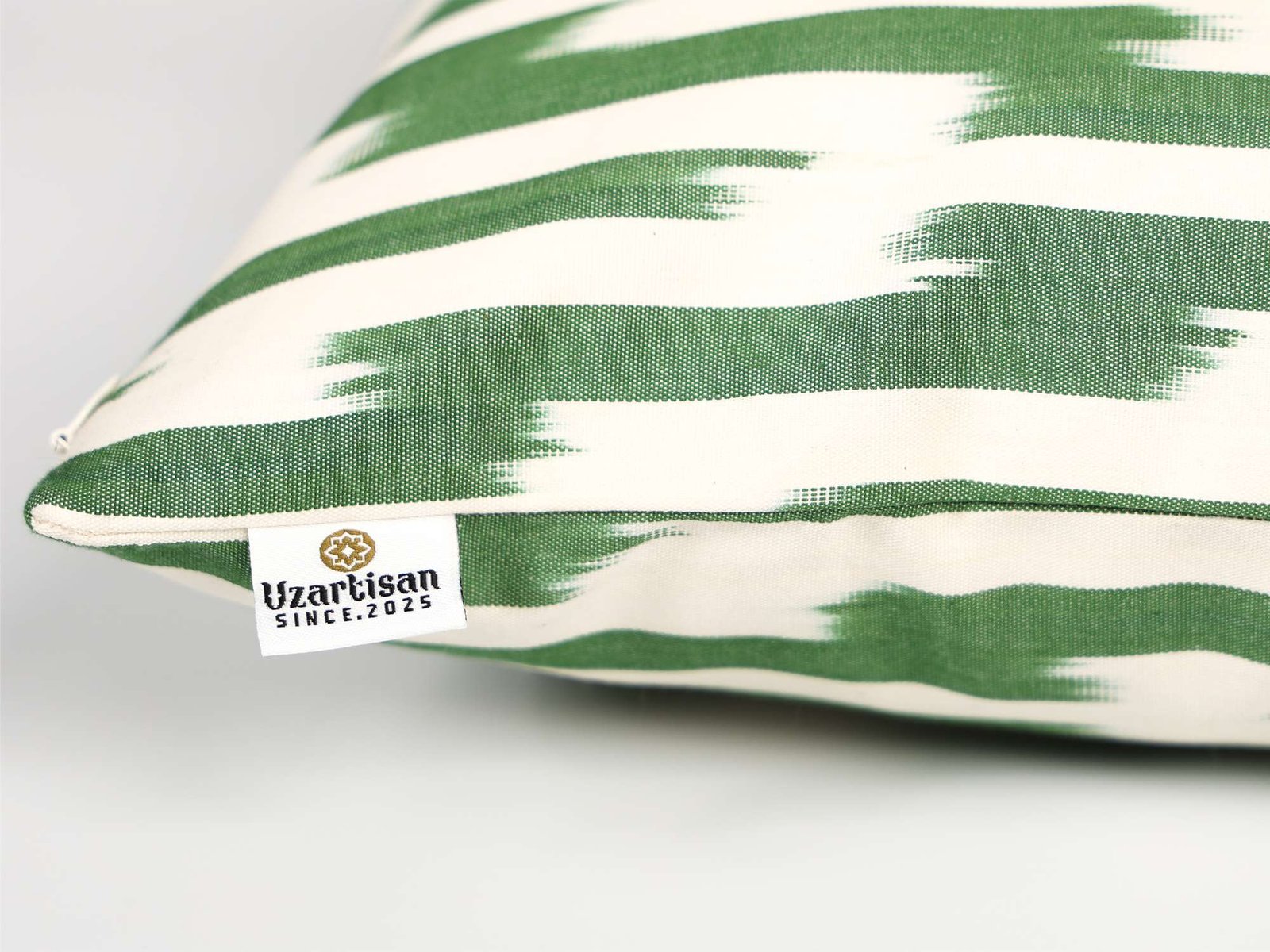 Green Ikat Stripe Cushion Cover - Image 8
