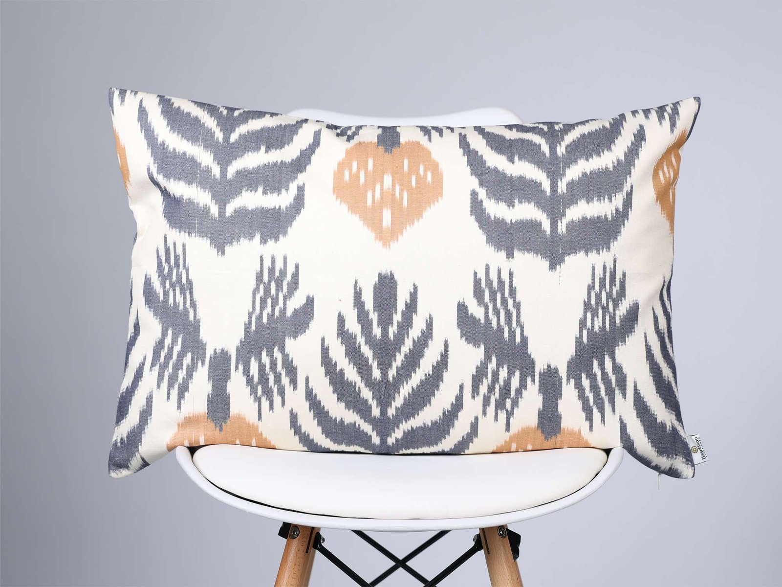 Elegant Gray Ikat Cushion Cover