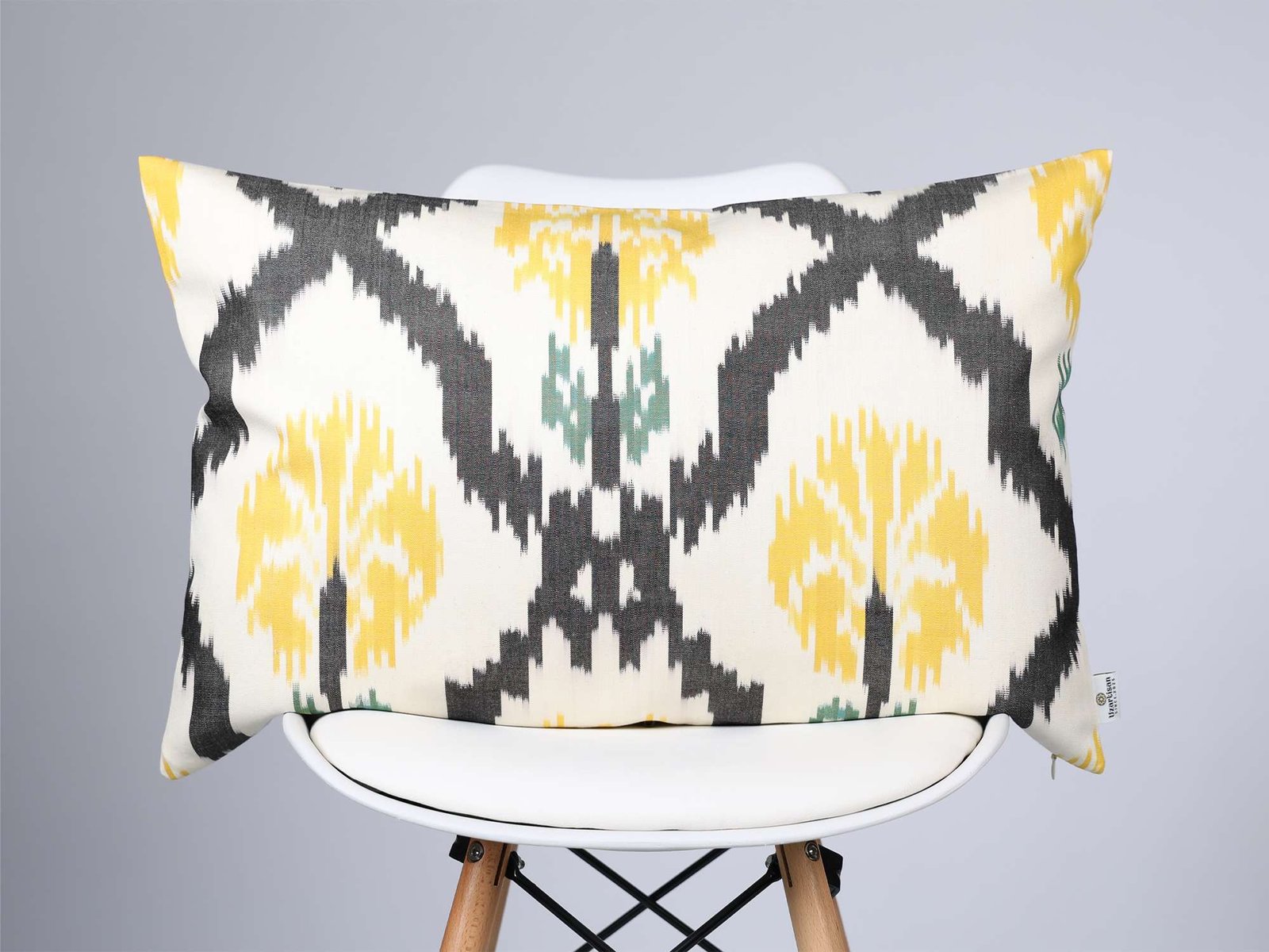 Yellow Black Ikat Cushion Cover