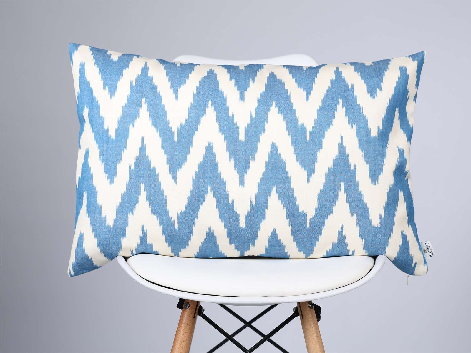 Blue Chevron Cotton Ikat Cushion