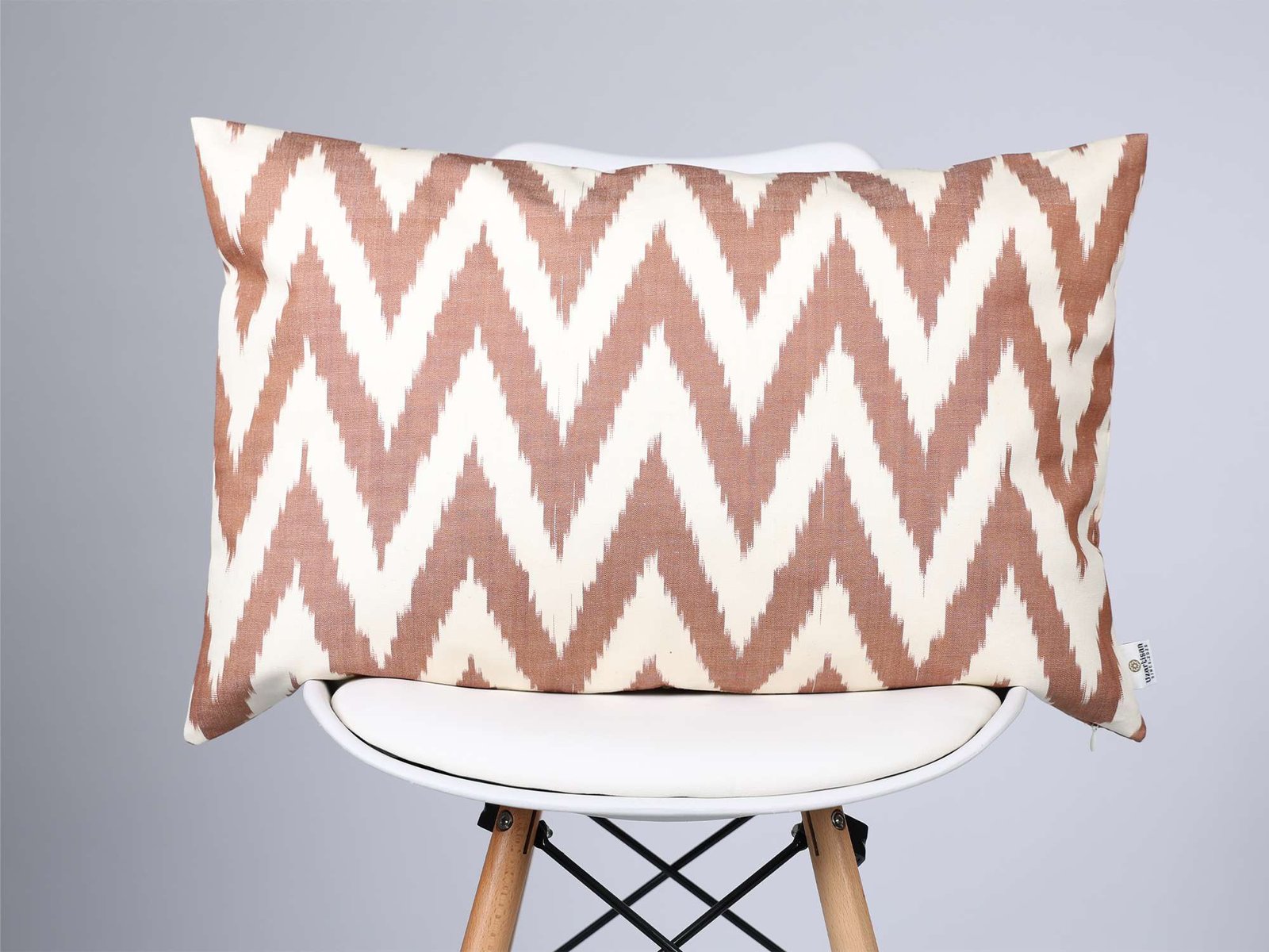 Brown Chevron Cotton Ikat Cushion Cover