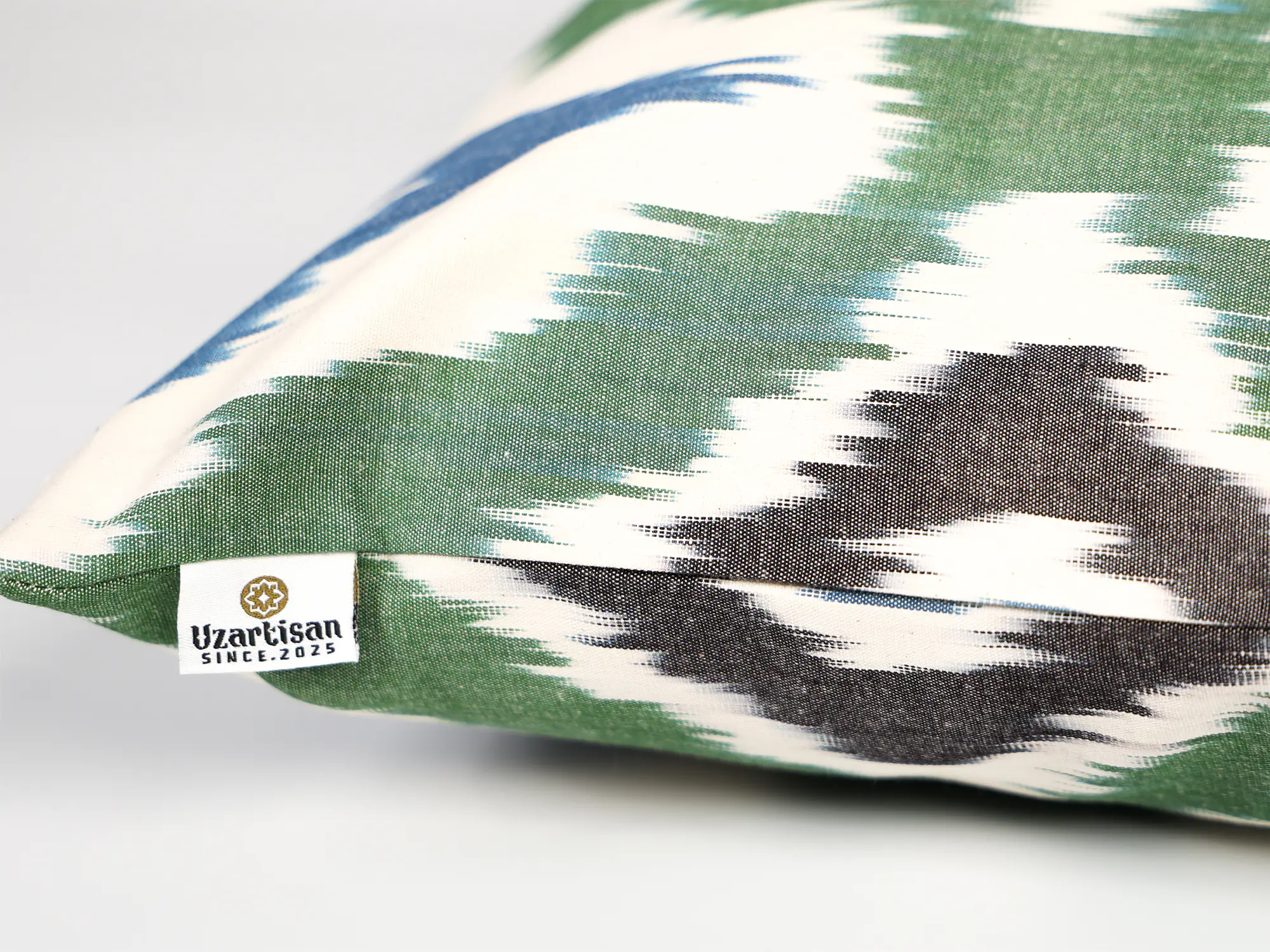 Green Blue Ikat Cushion Cover