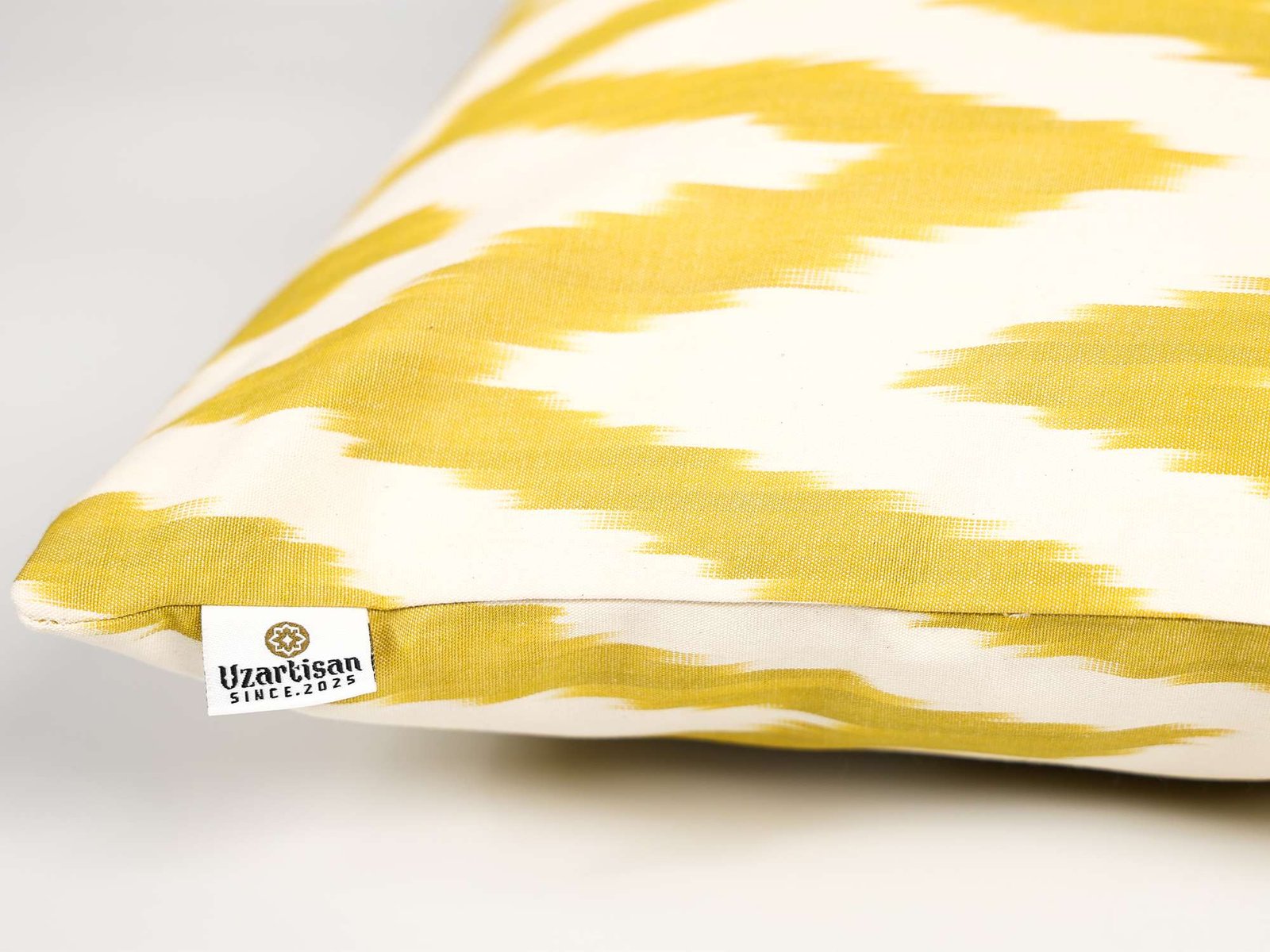 Yellow Cotton Ikat Cushion Cover - Image 8