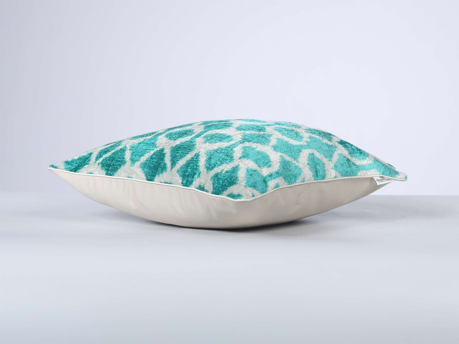 Teal Silk Velvet Ikat Pillow Cover - Image 8