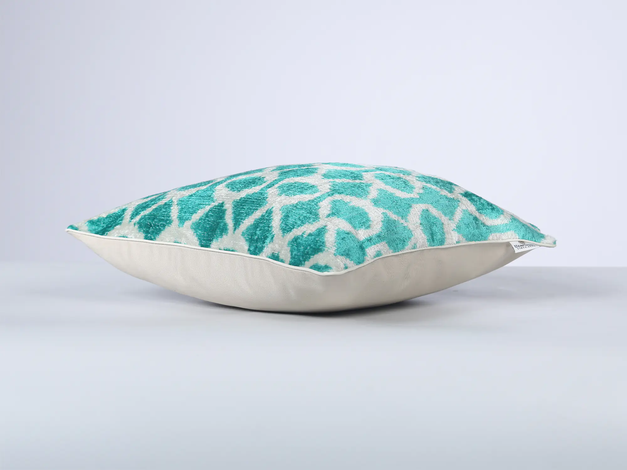 Teal Silk Velvet Ikat Pillow Cover