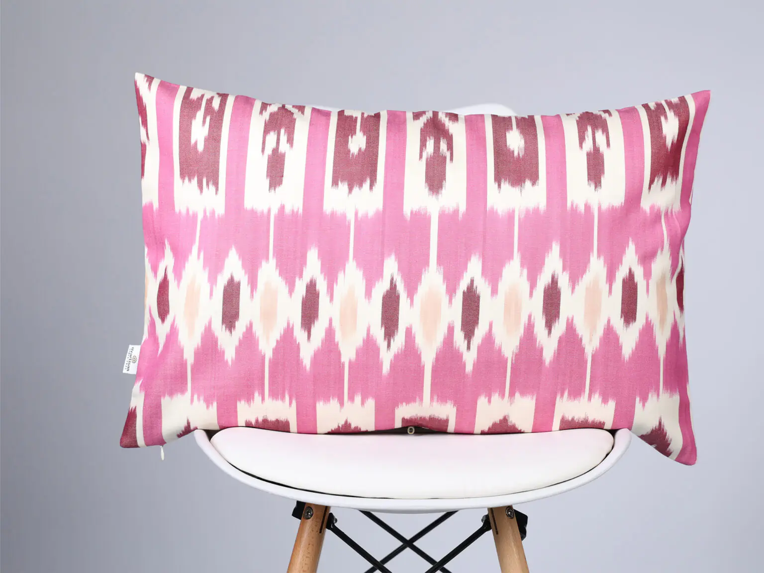 Pink Ikat Stripe Cushion Cover