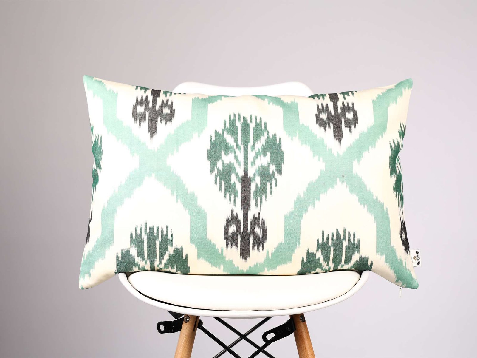 Mint Green Ikat Cushion Cover
