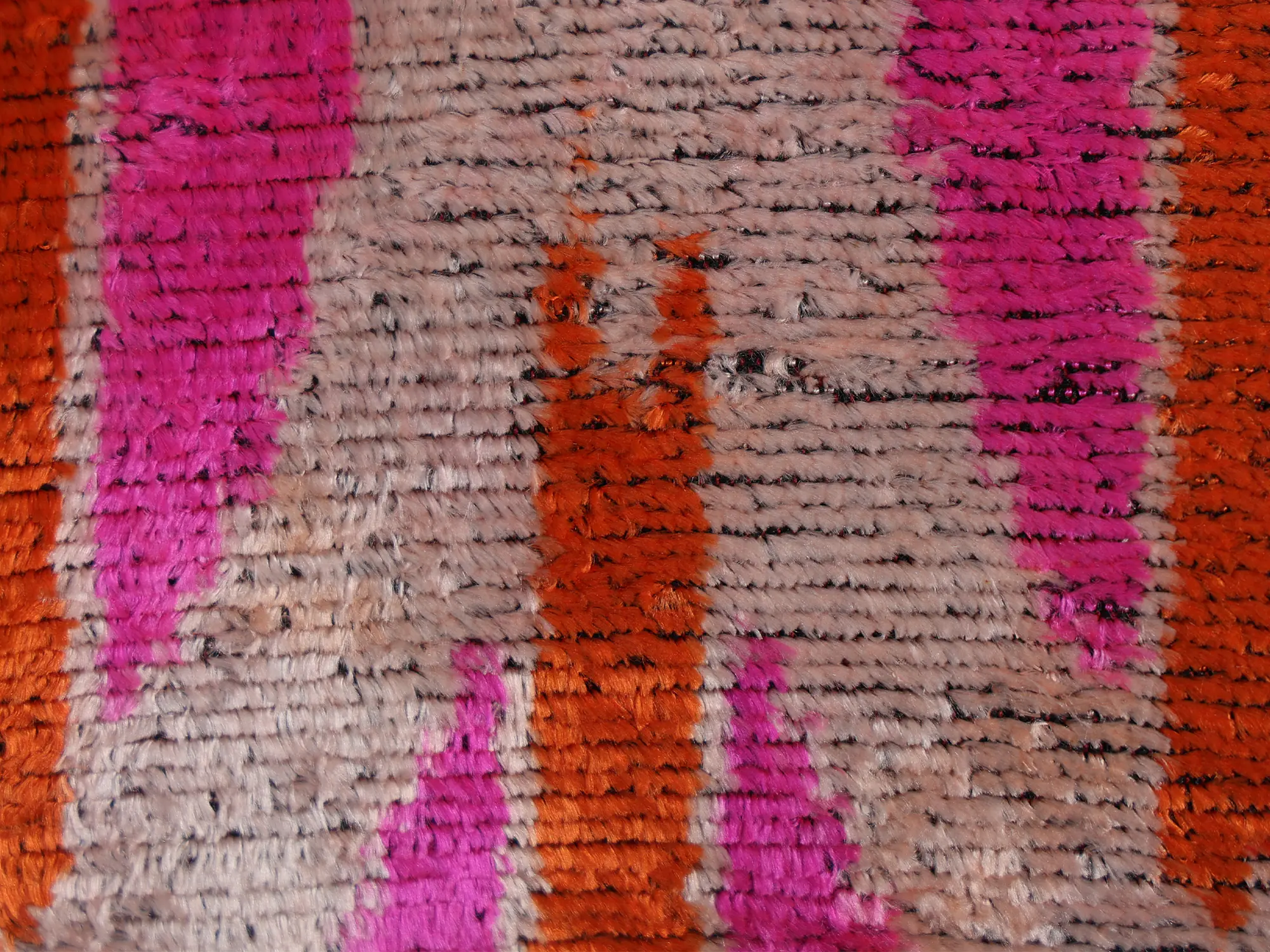 Pink Orange Handwoven Silk Velvet Ikat Lumbar Pillow Cover