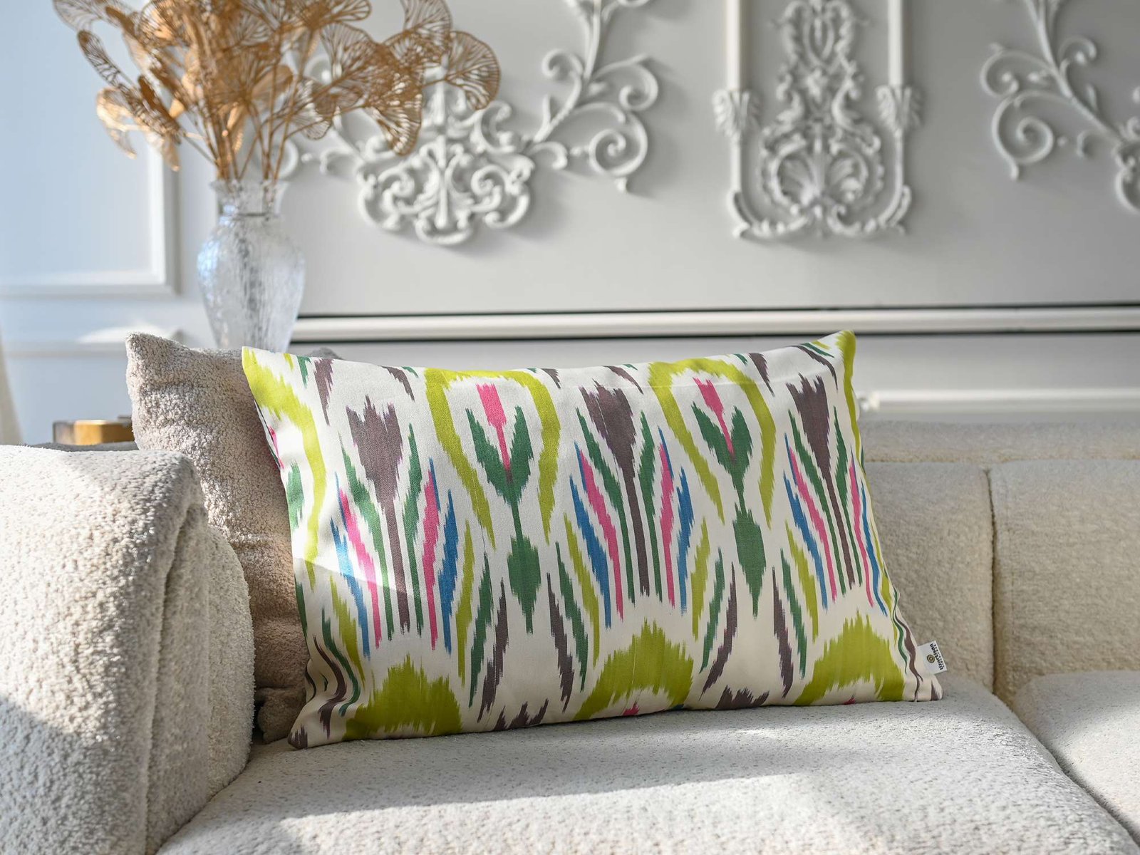 Boho Multicolor Ikat Cushion Cover - Image 3